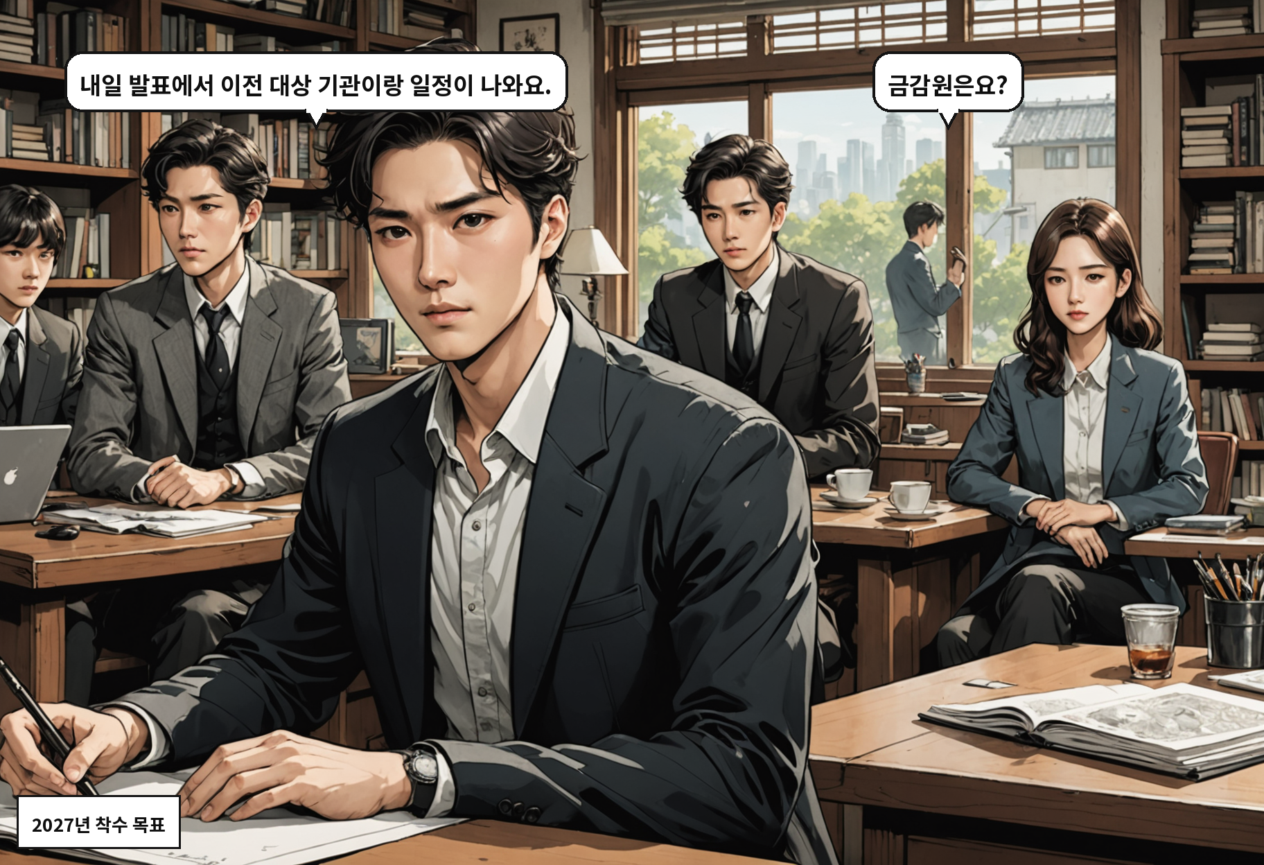 A: 내일 발표에서 이전 대상 기관이랑 일정이 나와요. B: 금감원은요?