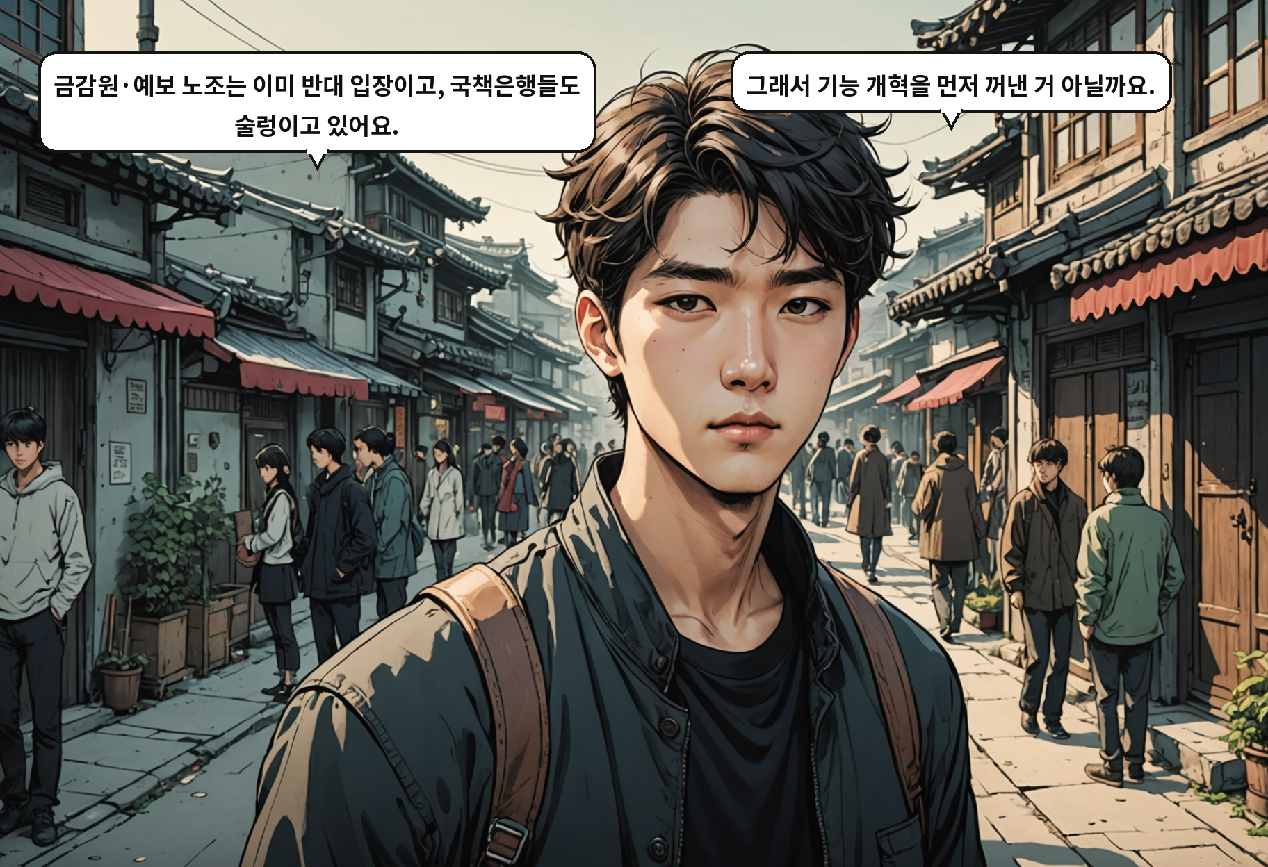 B: 금감원·예보 노조는 이미 반대 입장이고, 국책은행들도 술렁이고 있어요. A: 그래서 기능 개혁을 먼저 꺼낸 거 아닐까요.