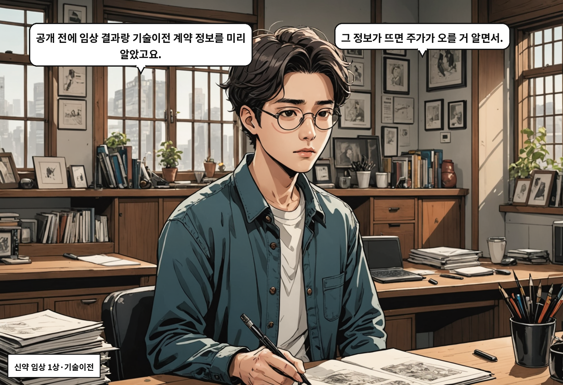 A: 공개 전에 임상 결과랑 기술이전 계약 정보를 미리 알았고요. B: 그 정보가 뜨면 주가가 오를 거 알면서.