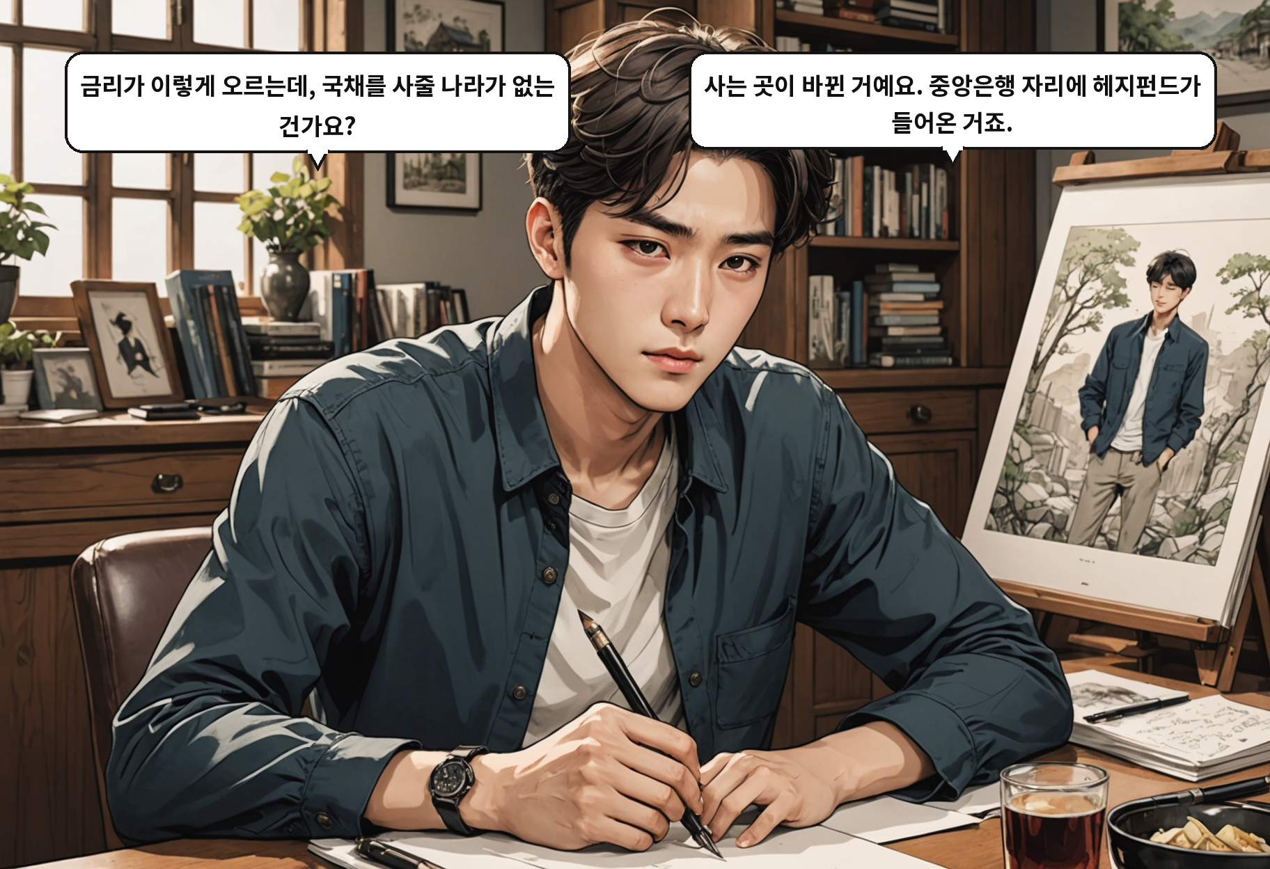 B: 금리가 이렇게 오르는데, 국채를 사줄 나라가 없는 건가요? A: 사는 곳이 바뀐 거예요. 중앙은행 자리에 헤지펀드가 들어온 거죠.