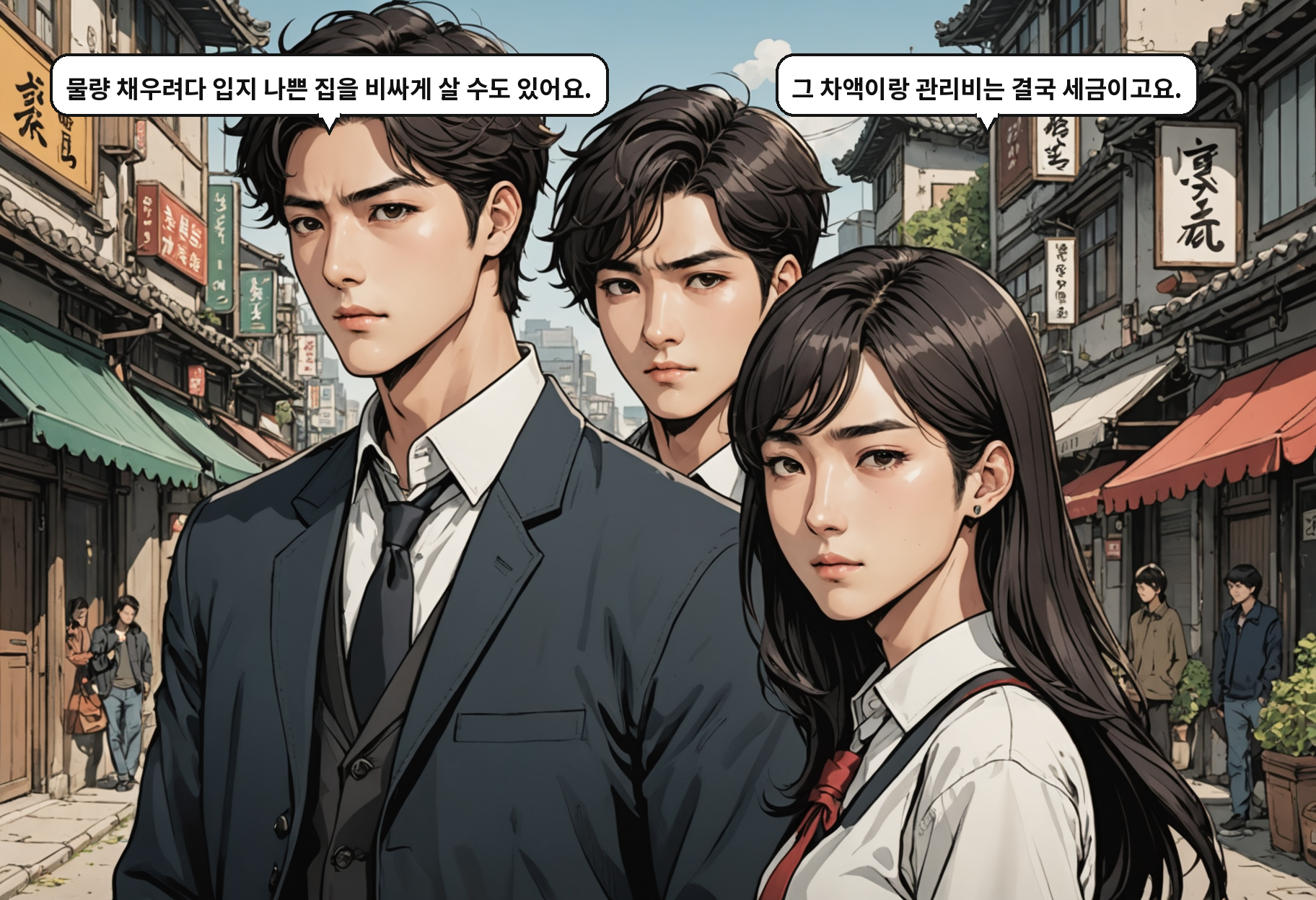 B: 물량 채우려다 입지 나쁜 집을 비싸게 살 수도 있어요. A: 그 차액이랑 관리비는 결국 세금이고요.