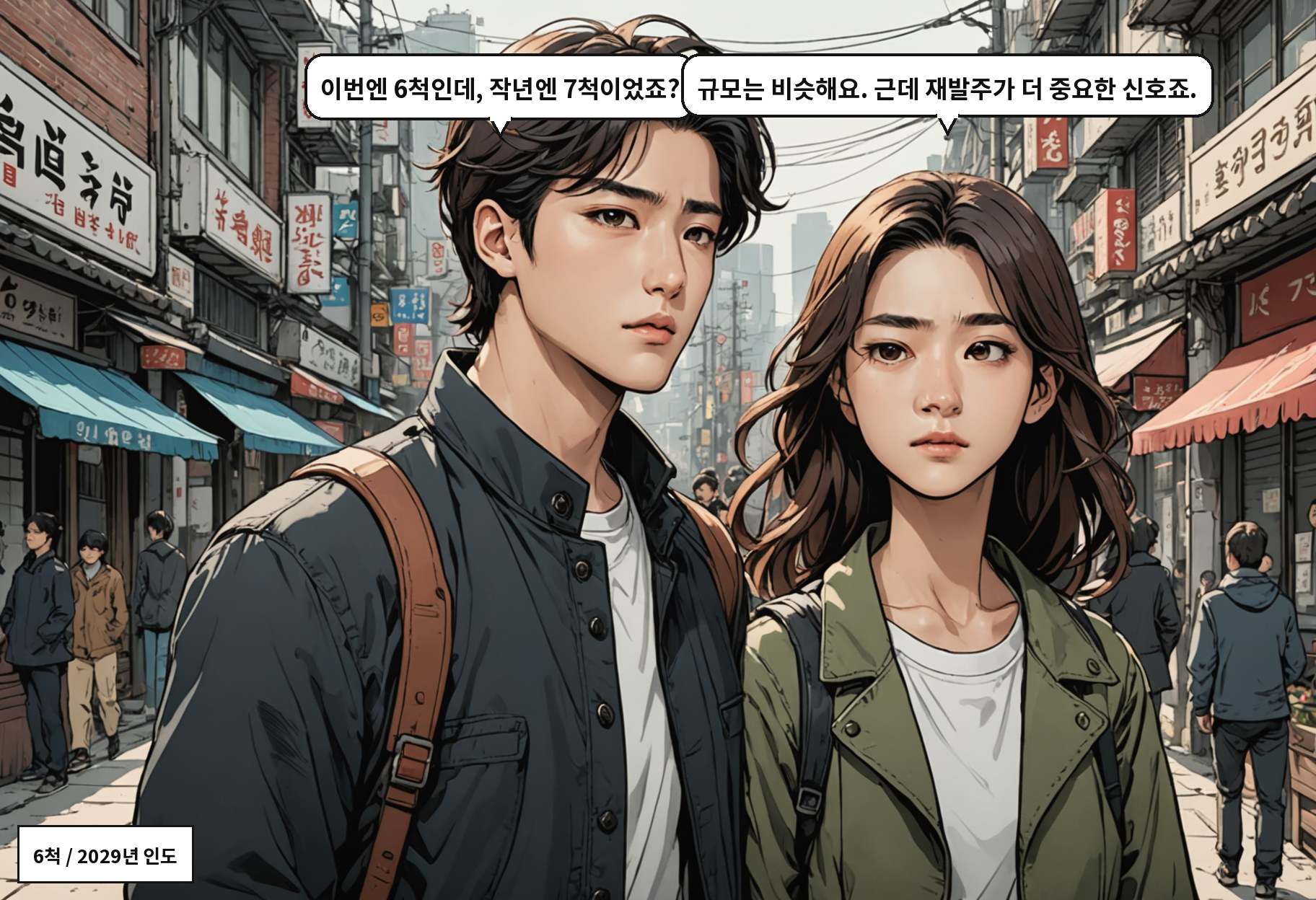 B: 이번엔 6척인데, 작년엔 7척이었죠? A: 규모는 비슷해요. 근데 재발주가 더 중요한 신호죠.