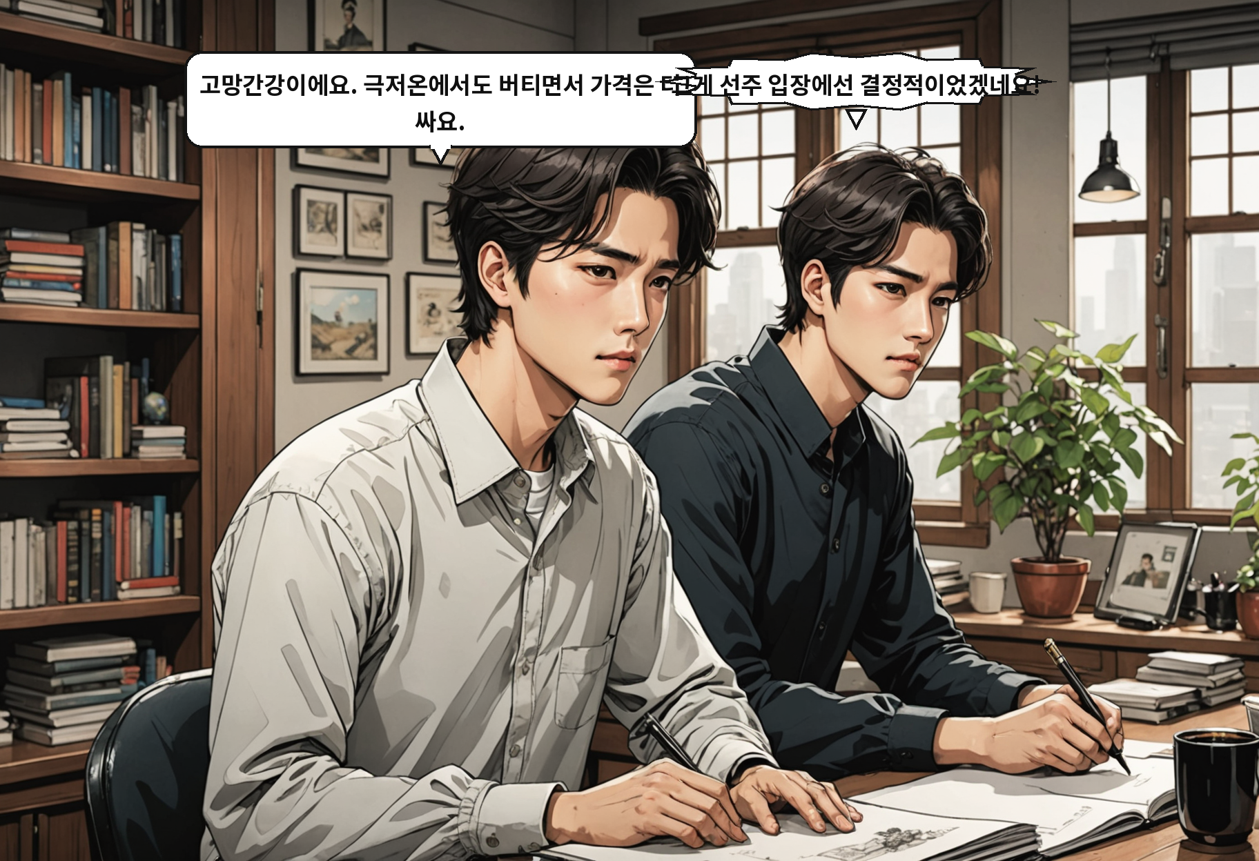 A: 고망간강이에요. 극저온에서도 버티면서 가격은 더 싸요. B: 그게 선주 입장에선 결정적이었겠네요!