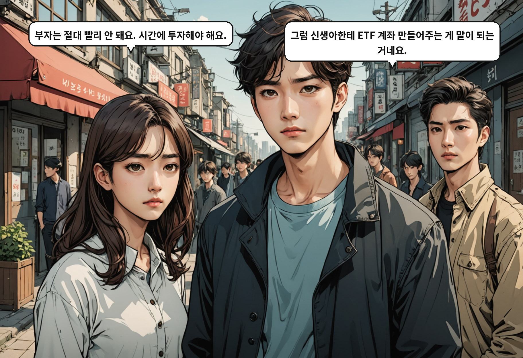 B: 부자는 절대 빨리 안 돼요. 시간에 투자해야 해요. A: 그럼 신생아한테 ETF 계좌 만들어주는 게 말이 되는 거네요.