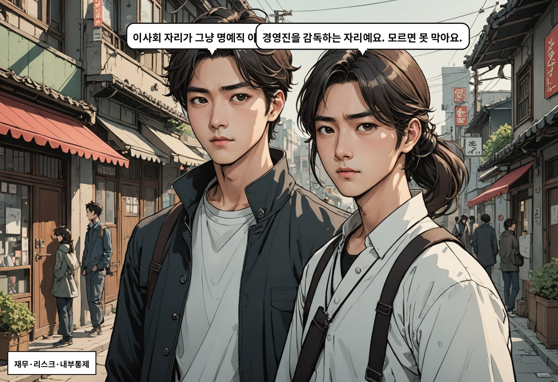 A: 이사회 자리가 그냥 명예직 아닌가요? B: 경영진을 감독하는 자리예요. 모르면 못 막아요.