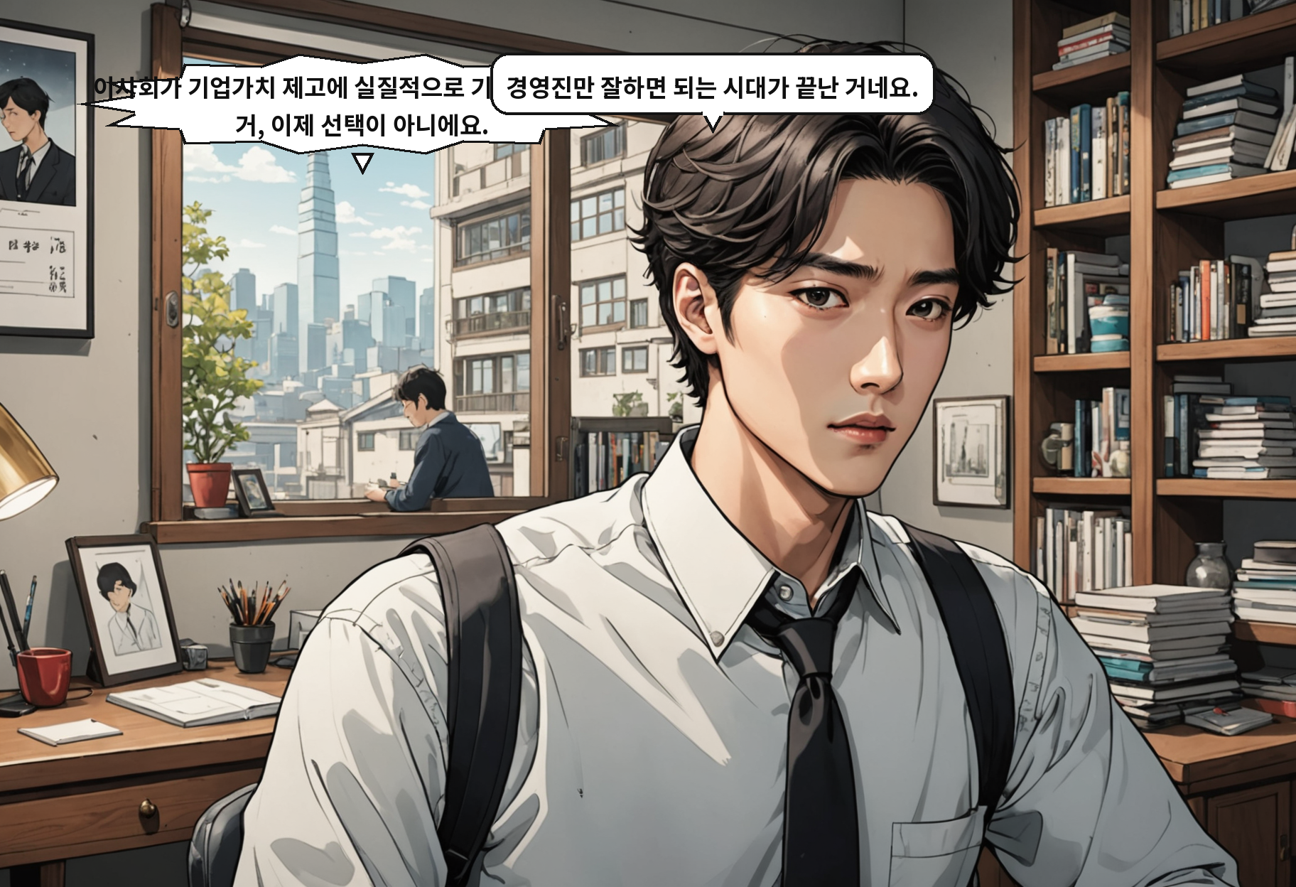B: 이사회가 기업가치 제고에 실질적으로 기여해야 한다는 거, 이제 선택이 아니에요. A: 경영진만 잘하면 되는 시대가 끝난 거네요.