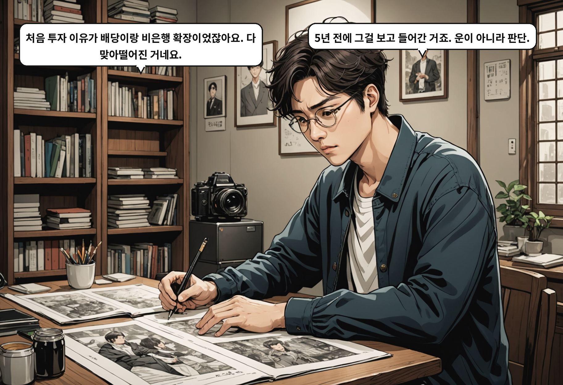 A: 처음 투자 이유가 배당이랑 비은행 확장이었잖아요. 다 맞아떨어진 거네요. B: 5년 전에 그걸 보고 들어간 거죠. 운이 아니라 판단.