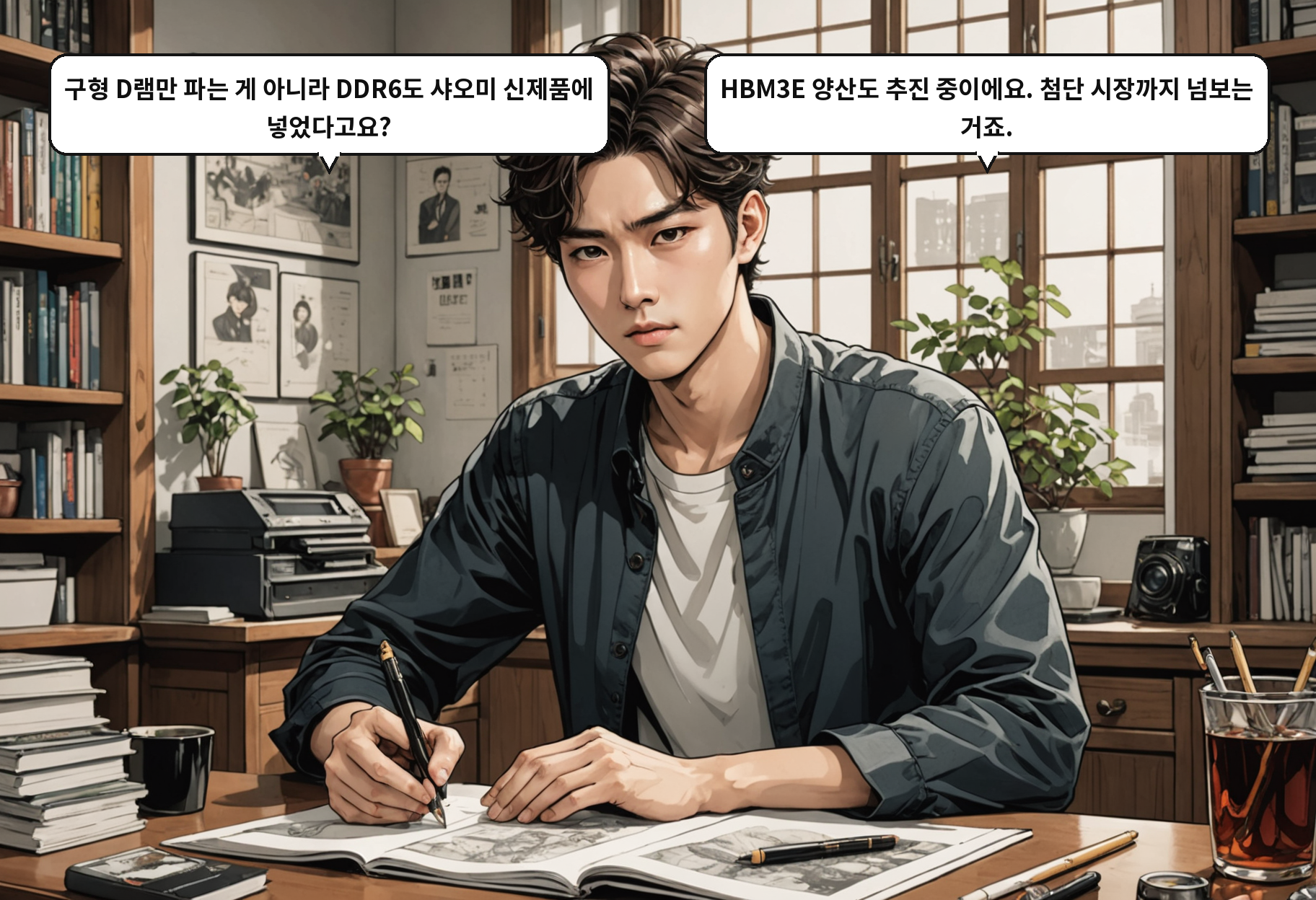 B: 구형 D램만 파는 게 아니라 DDR6도 샤오미 신제품에 넣었다고요? A: HBM3E 양산도 추진 중이에요. 첨단 시장까지 넘보는 거죠.