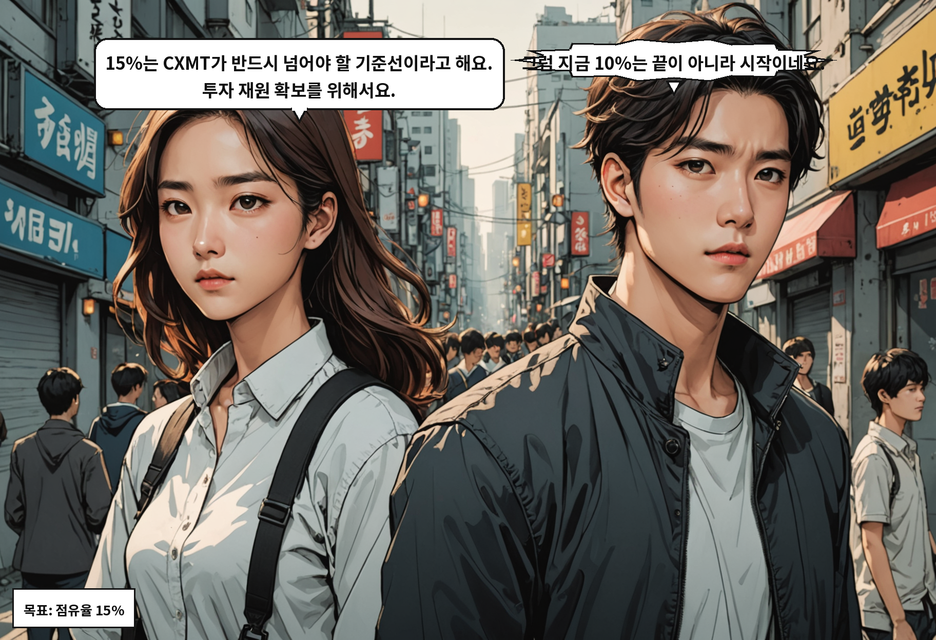 A: 15%는 CXMT가 반드시 넘어야 할 기준선이라고 해요. 투자 재원 확보를 위해서요. B: 그럼 지금 10%는 끝이 아니라 시작이네요.