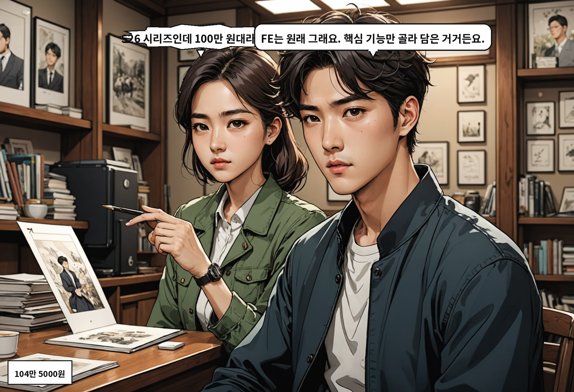 A: S26 시리즈인데 100만 원대라고요? B: FE는 원래 그래요. 핵심 기능만 골라 담은 거거든요.