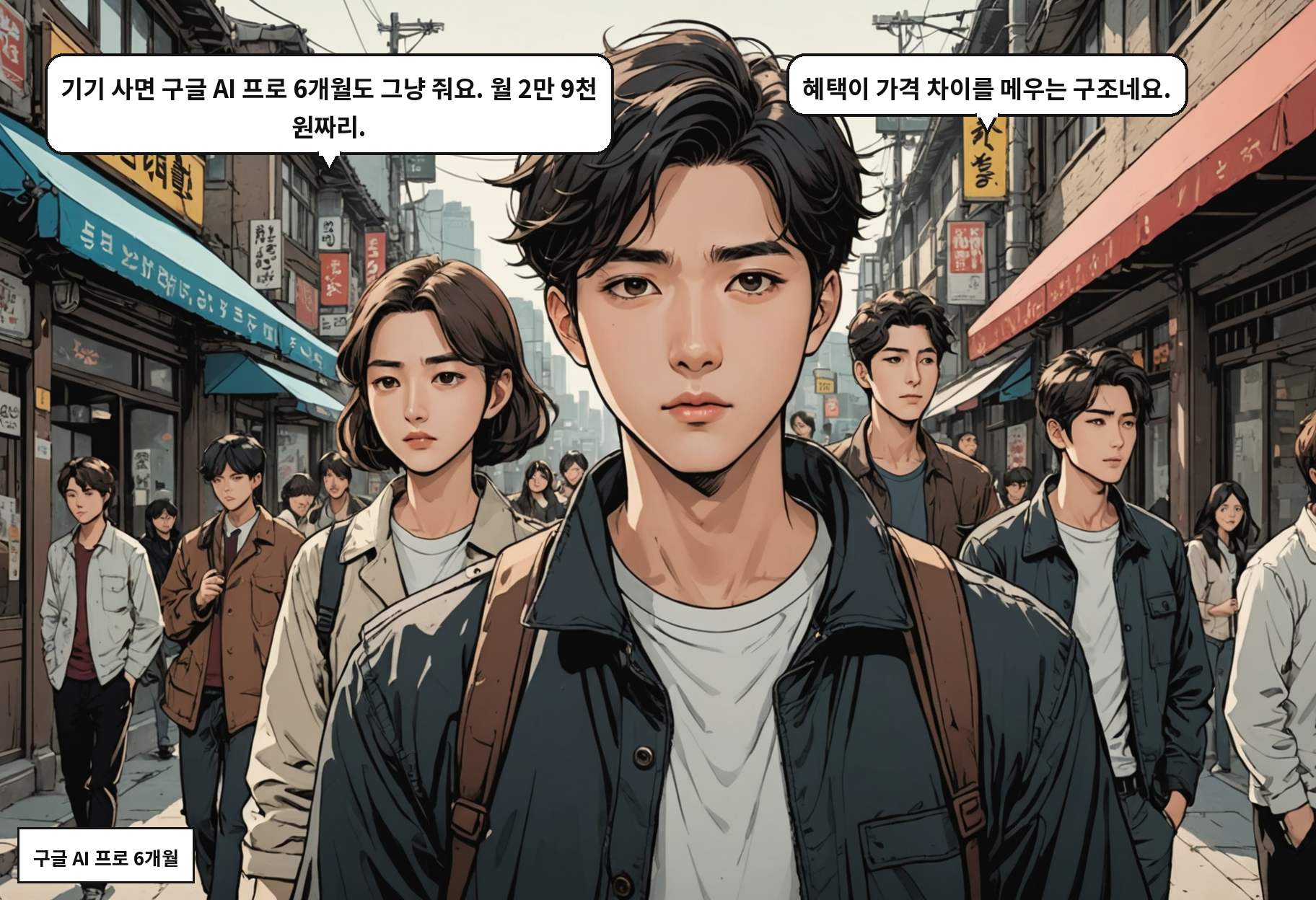 B: 기기 사면 구글 AI 프로 6개월도 그냥 줘요. 월 2만 9천 원짜리. A: 혜택이 가격 차이를 메우는 구조네요.