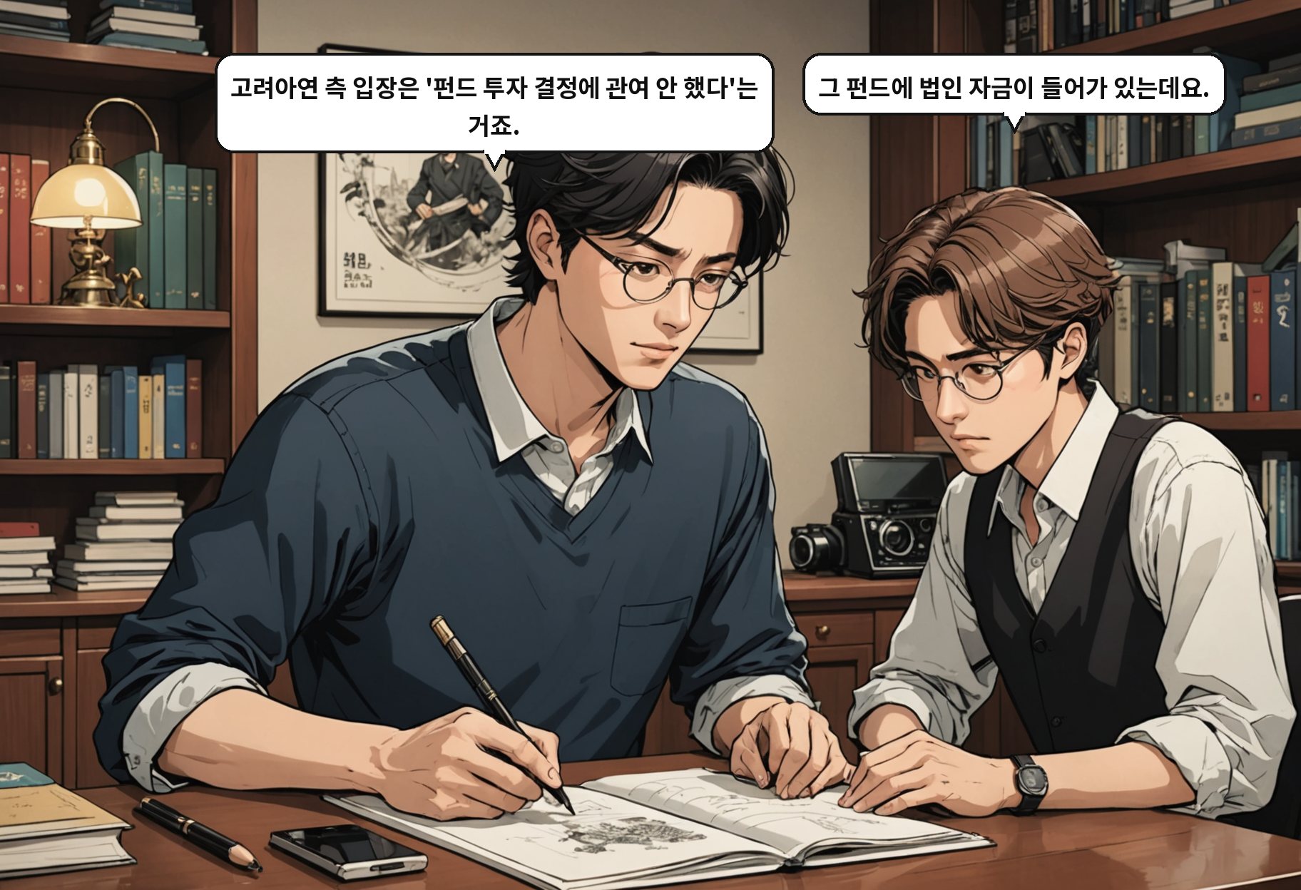 B: 고려아연 측 입장은 '펀드 투자 결정에 관여 안 했다'는 거죠. A: 그 펀드에 법인 자금이 들어가 있는데요.