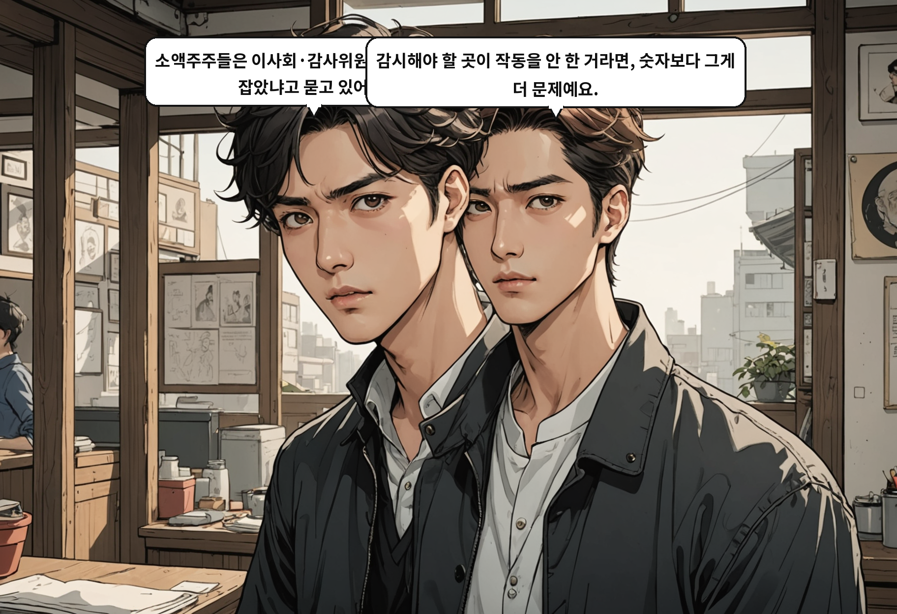 A: 소액주주들은 이사회·감사위원회가 왜 이걸 못 잡았냐고 묻고 있어요. B: 감시해야 할 곳이 작동을 안 한 거라면, 숫자보다 그게 더 문제예요.