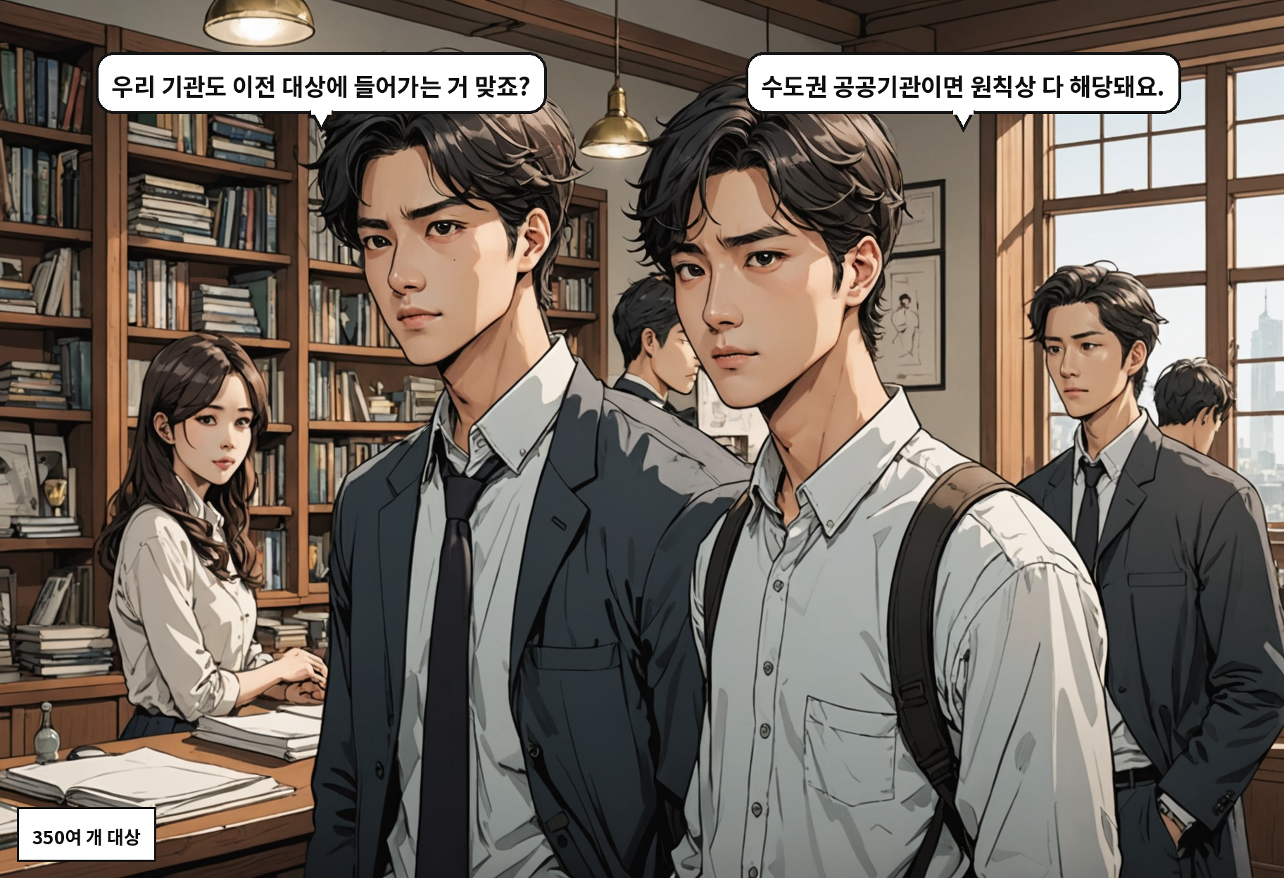 A: 우리 기관도 이전 대상에 들어가는 거 맞죠? B: 수도권 공공기관이면 원칙상 다 해당돼요.