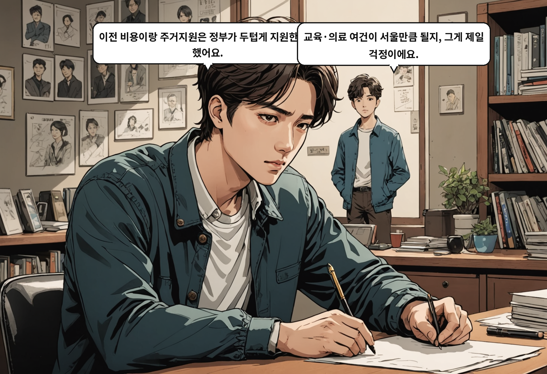 B: 이전 비용이랑 주거지원은 정부가 두텁게 지원한다고 했어요. A: 교육·의료 여건이 서울만큼 될지, 그게 제일 걱정이에요.