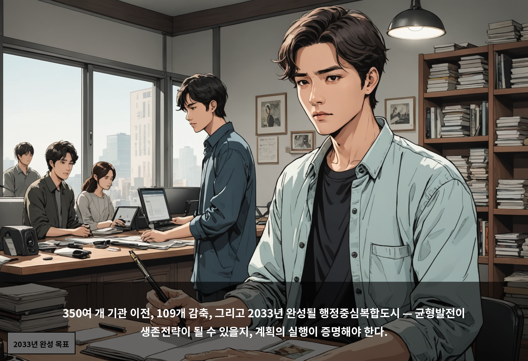 350여 개 기관 이전, 109개 감축, 그리고 2033년 완성될 행정중심복합도시 — 균형발전이 생존전략이 될 수 있을지, 계획의 실행이 증명해야 한다.