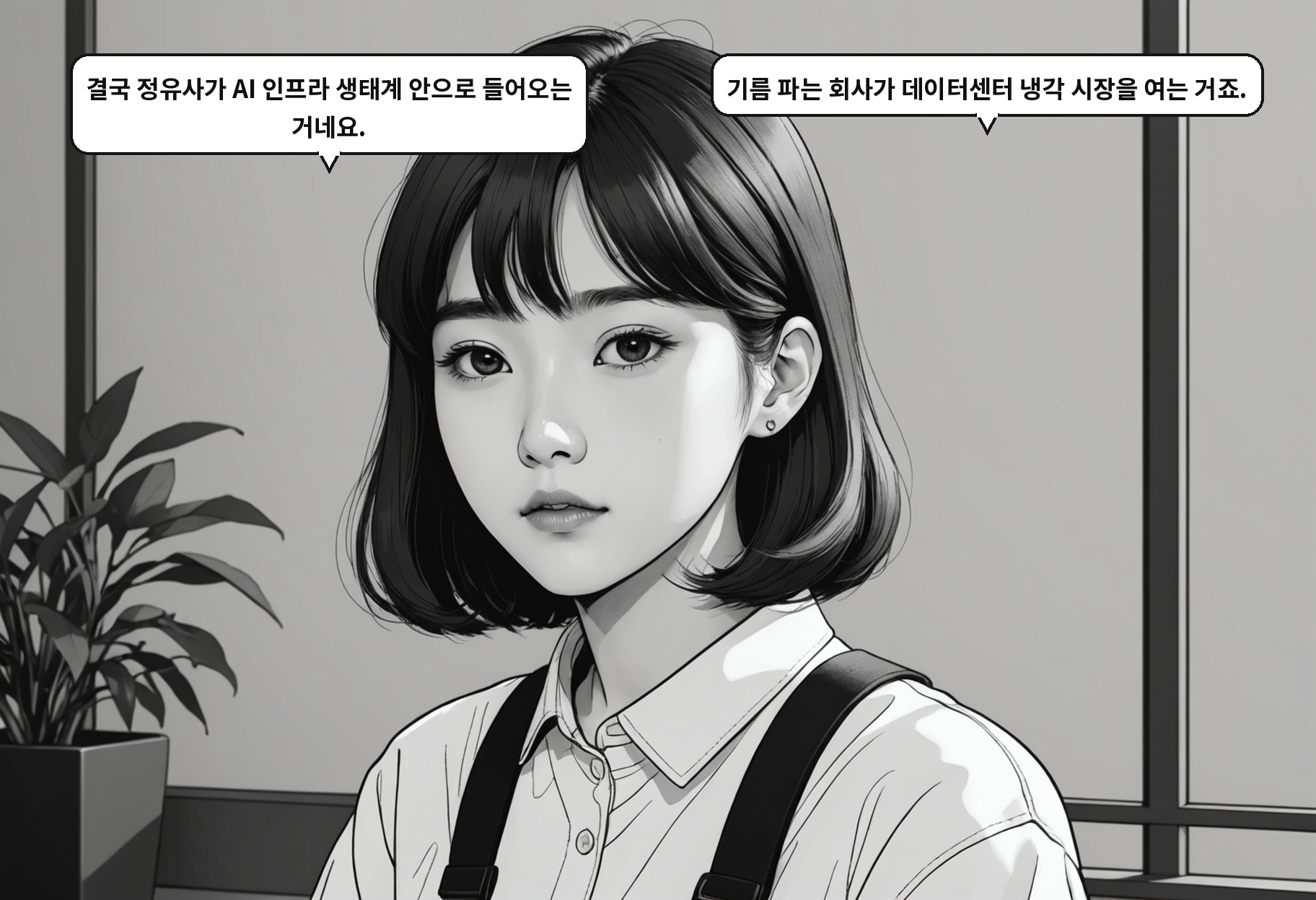 A: 결국 정유사가 AI 인프라 생태계 안으로 들어오는 거네요. B: 기름 파는 회사가 데이터센터 냉각 시장을 여는 거죠.
