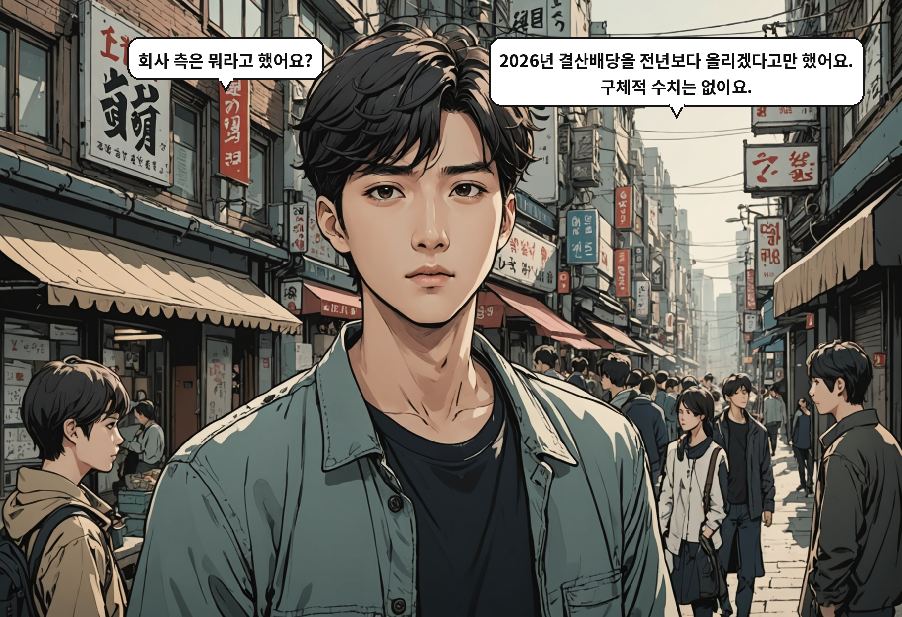 B: 회사 측은 뭐라고 했어요? A: 2026년 결산배당을 전년보다 올리겠다고만 했어요. 구체적 수치는 없이요.