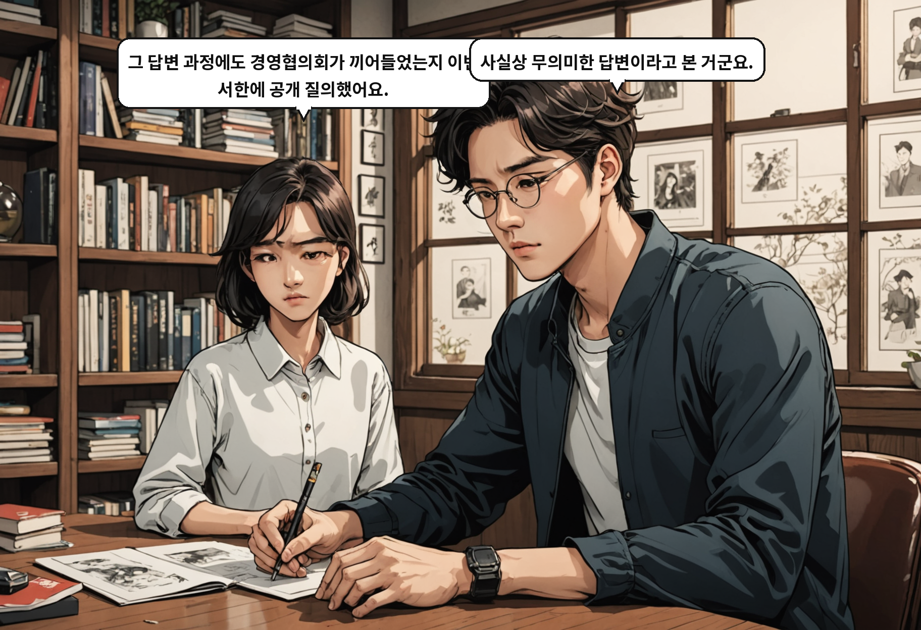 A: 그 답변 과정에도 경영협의회가 끼어들었는지 이번 서한에 공개 질의했어요. B: 사실상 무의미한 답변이라고 본 거군요.