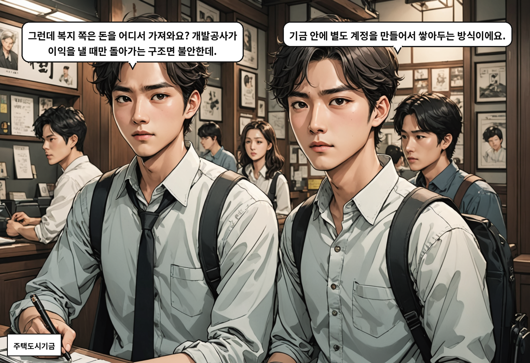 B: 복지랑 자산비축은 주택도시자산공사로요. A: 운영체계 안정화가 목표래요.