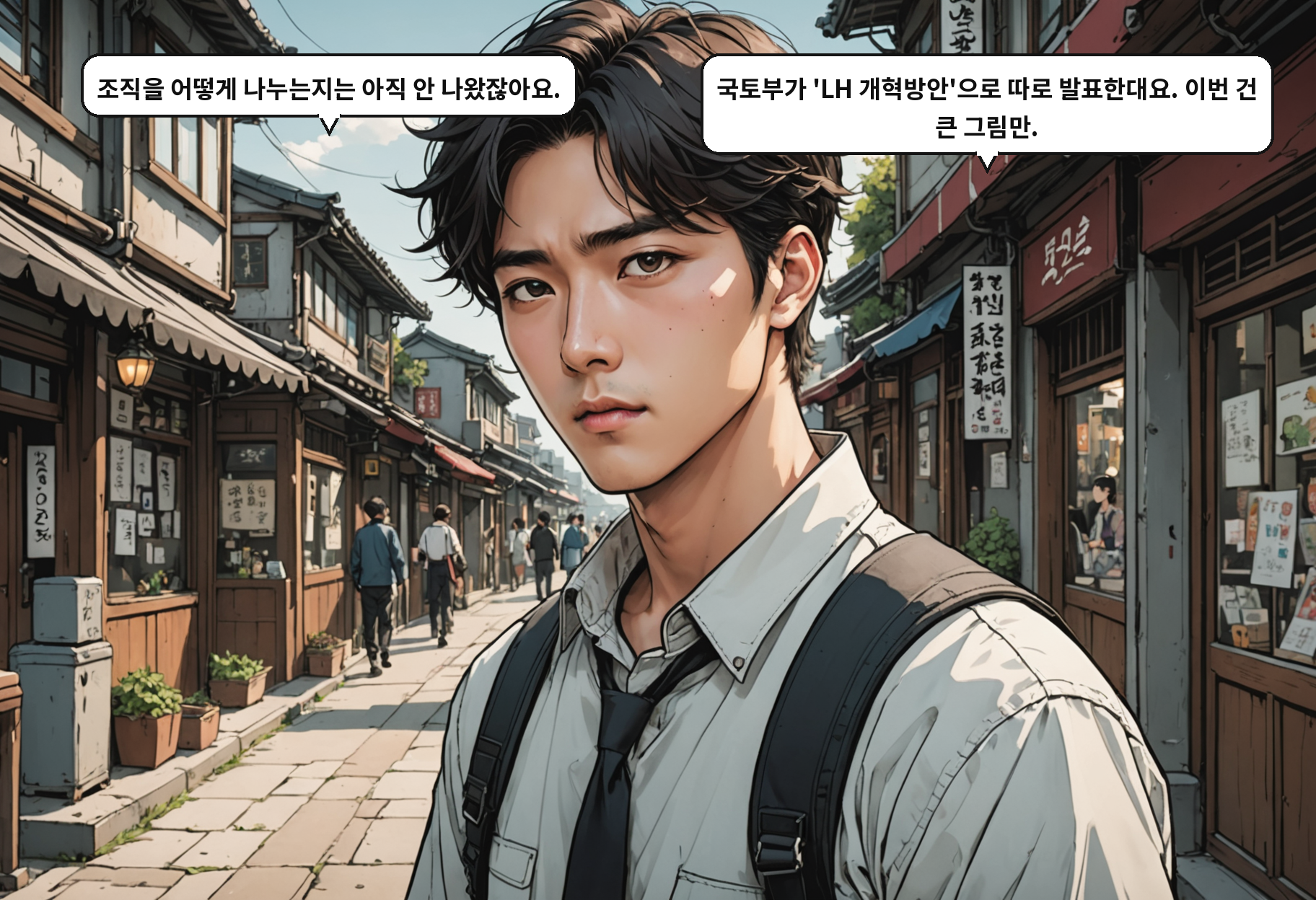 B: 그럼 기능을 어떻게 나누는지는 나왔어요? A: 아직요. LH 개혁방안에서 따로 발표한대요.