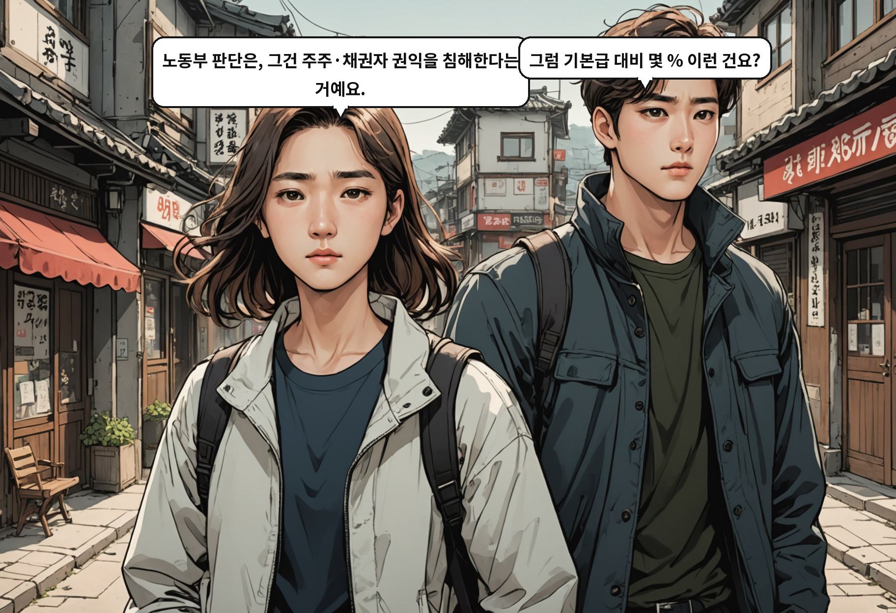 B: 노동부 판단은, 그건 주주·채권자 권익을 침해한다는 거예요. A: 그럼 기본급 대비 몇 % 이런 건요?