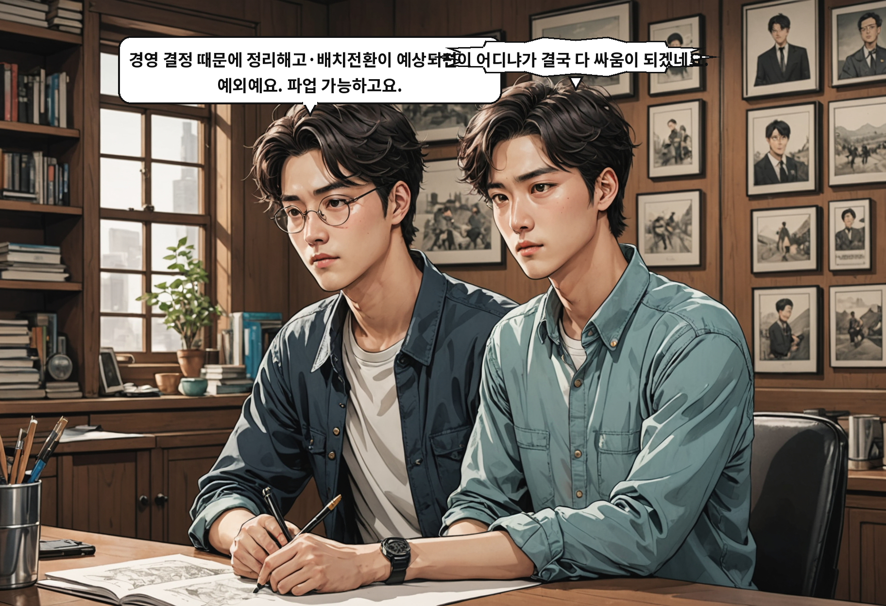 B: 경영 결정 때문에 정리해고·배치전환이 예상되면 그건 예외예요. 파업 가능하고요. A: 선이 어디냐가 결국 다 싸움이 되겠네요.
