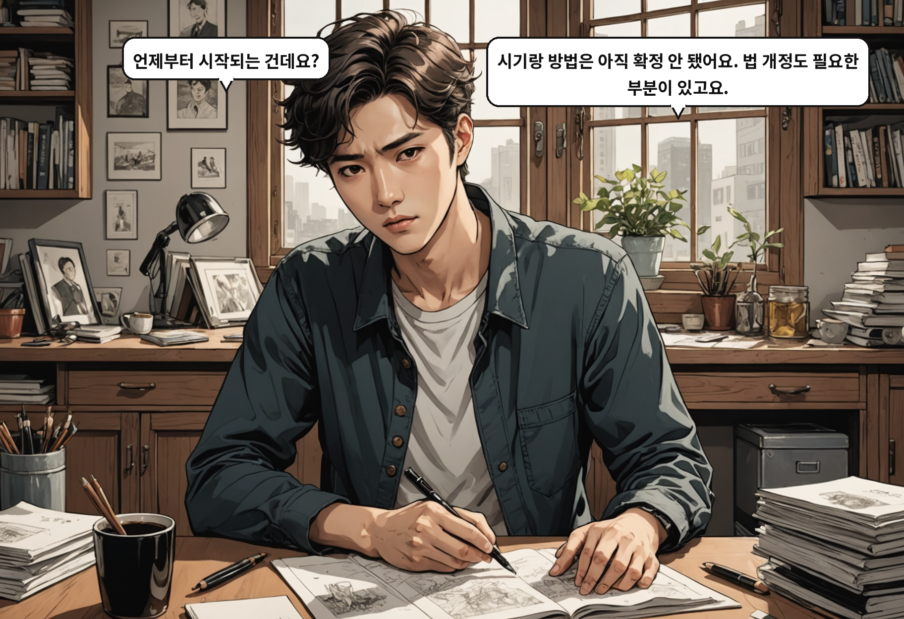 B: 언제부터 시작되는 건데요? A: 시기랑 방법은 아직 확정 안 됐어요. 법 개정도 필요한 부분이 있고요.