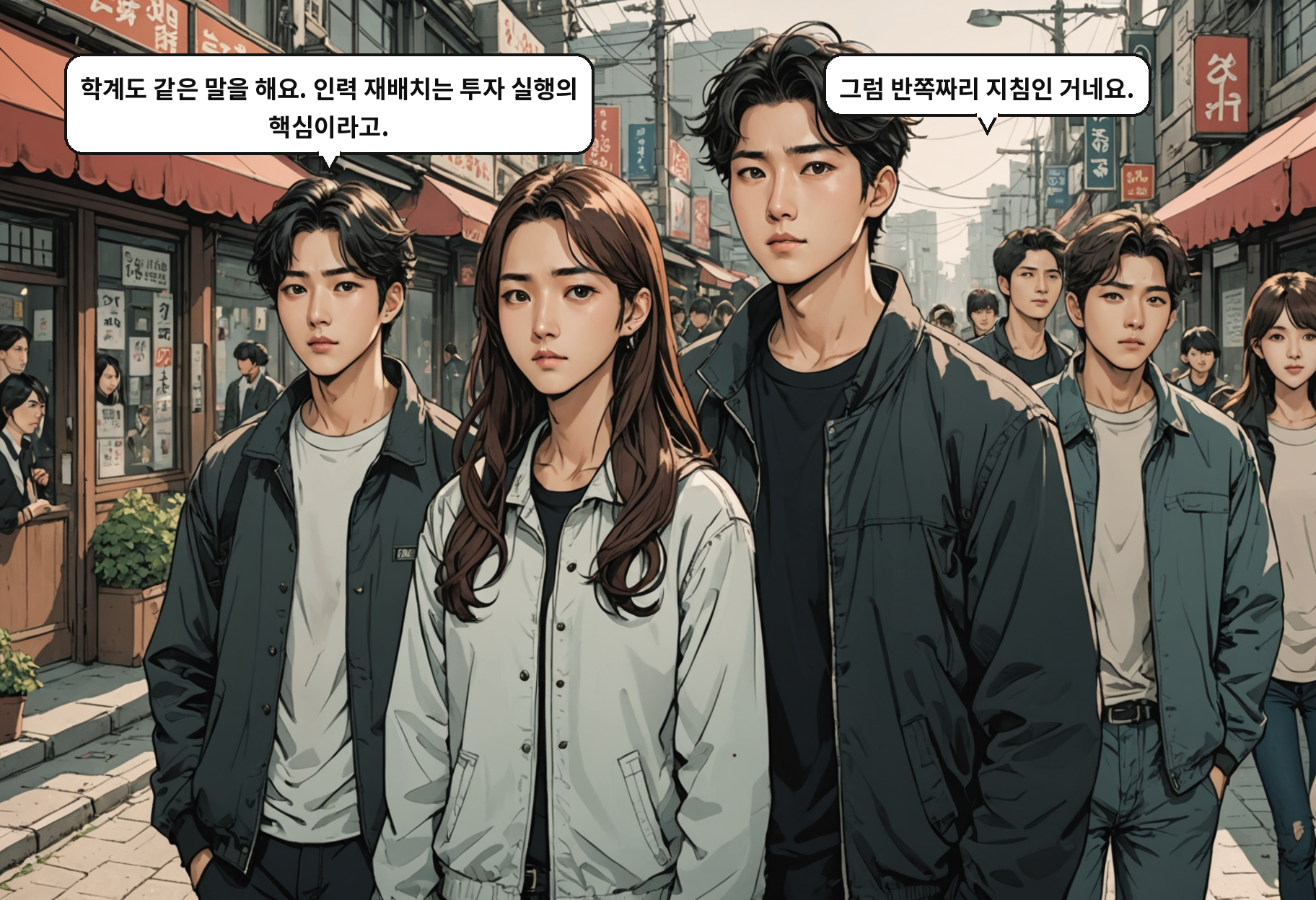 B: 학계도 같은 말을 해요. 인력 재배치는 투자 실행의 핵심이라고. A: 그럼 반쪽짜리 지침인 거네요.