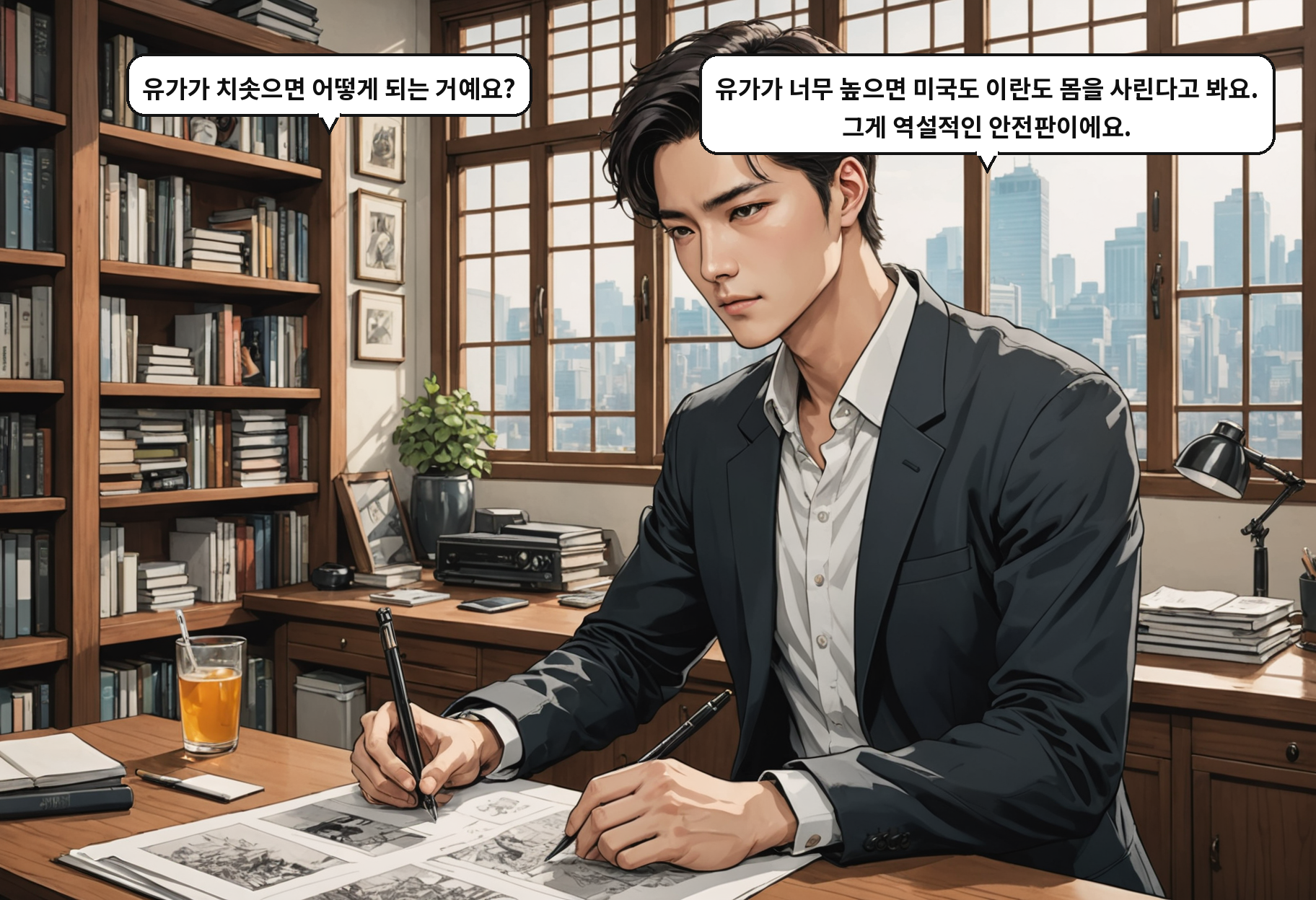 A: 유가가 너무 오르면 미국도 이란도 부담이라던데, 그래서 더 격해지진 않을까요? B: 오히려 그게 안전판이에요. 유가 높으면 둘 다 몸 사리거든요.