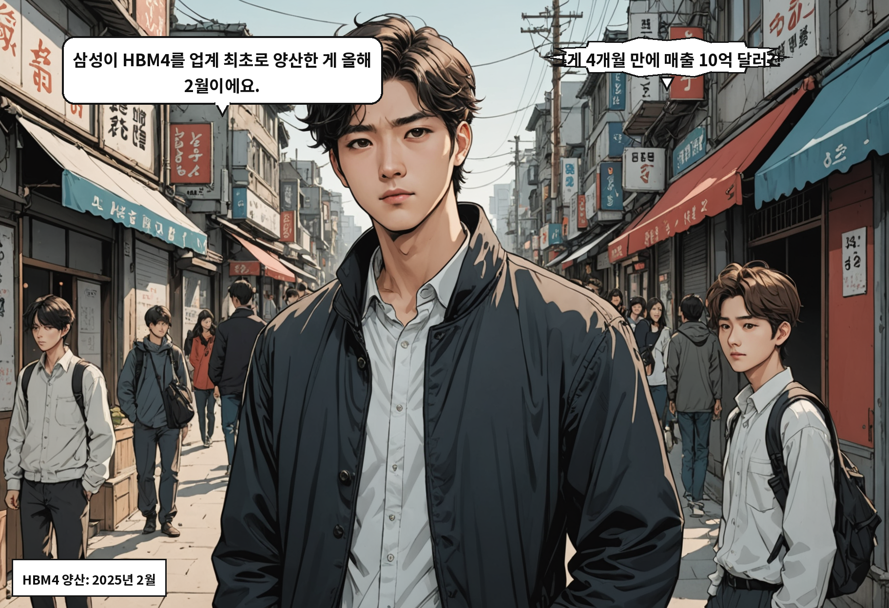 A: 삼성이 HBM4를 업계 최초로 양산한 게 올해 2월이에요. B: 그게 4개월 만에 매출 10억 달러?!