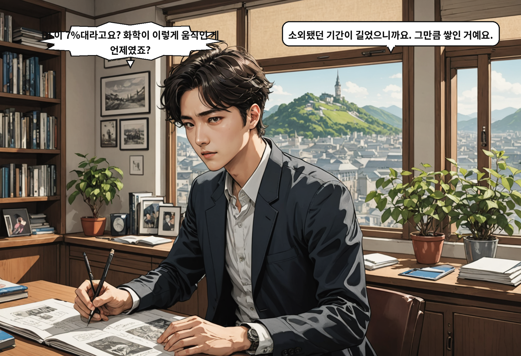 B: DL이 7%대라고요? 화학이 이렇게 움직인 게 언제였죠? A: 소외됐던 기간이 길었으니까요. 그만큼 쌓인 거예요.