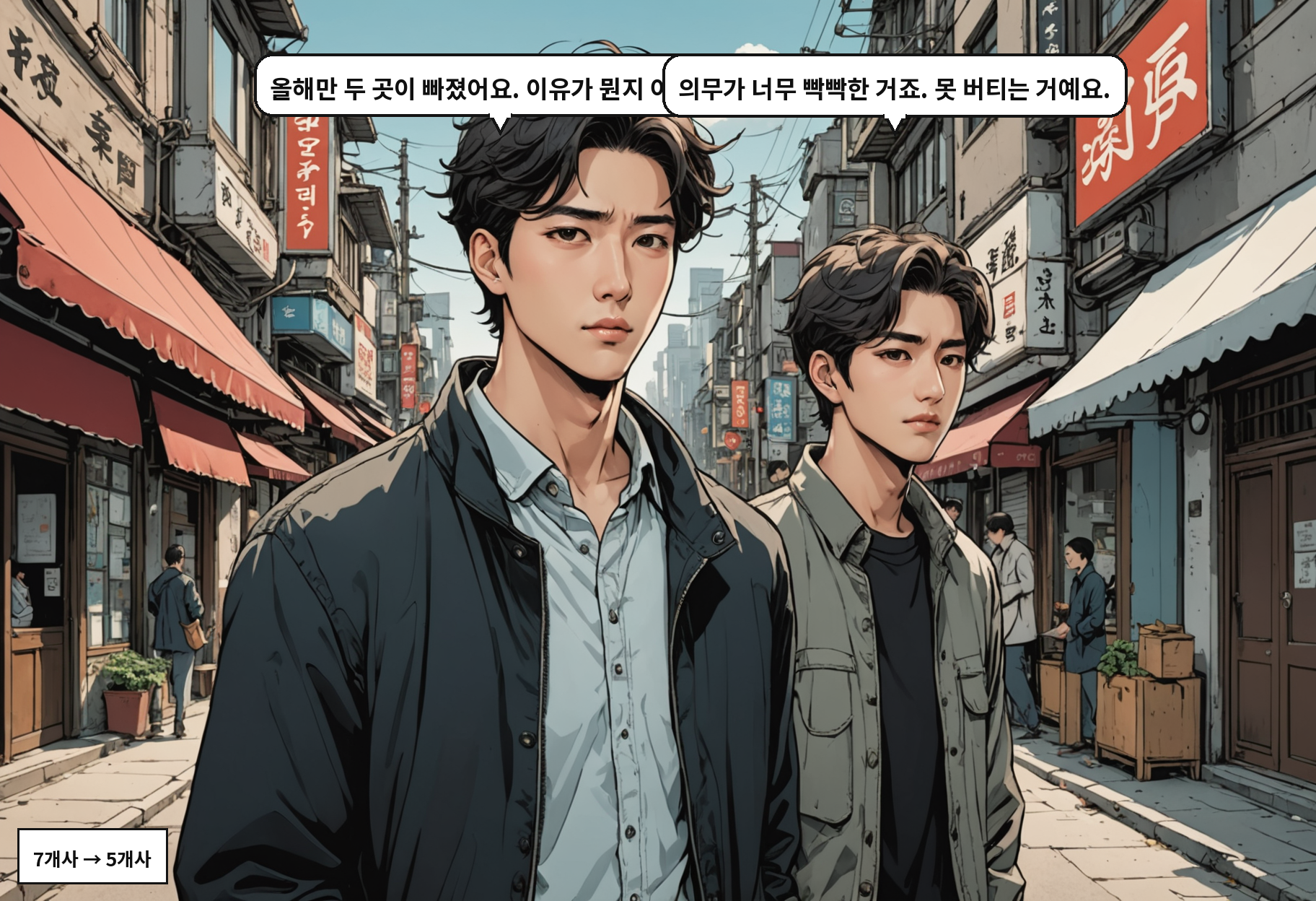 A: 올해만 두 곳이 빠졌어요. 이유가 뭔지 아세요? B: 의무가 너무 빡빡한 거죠. 못 버티는 거예요.