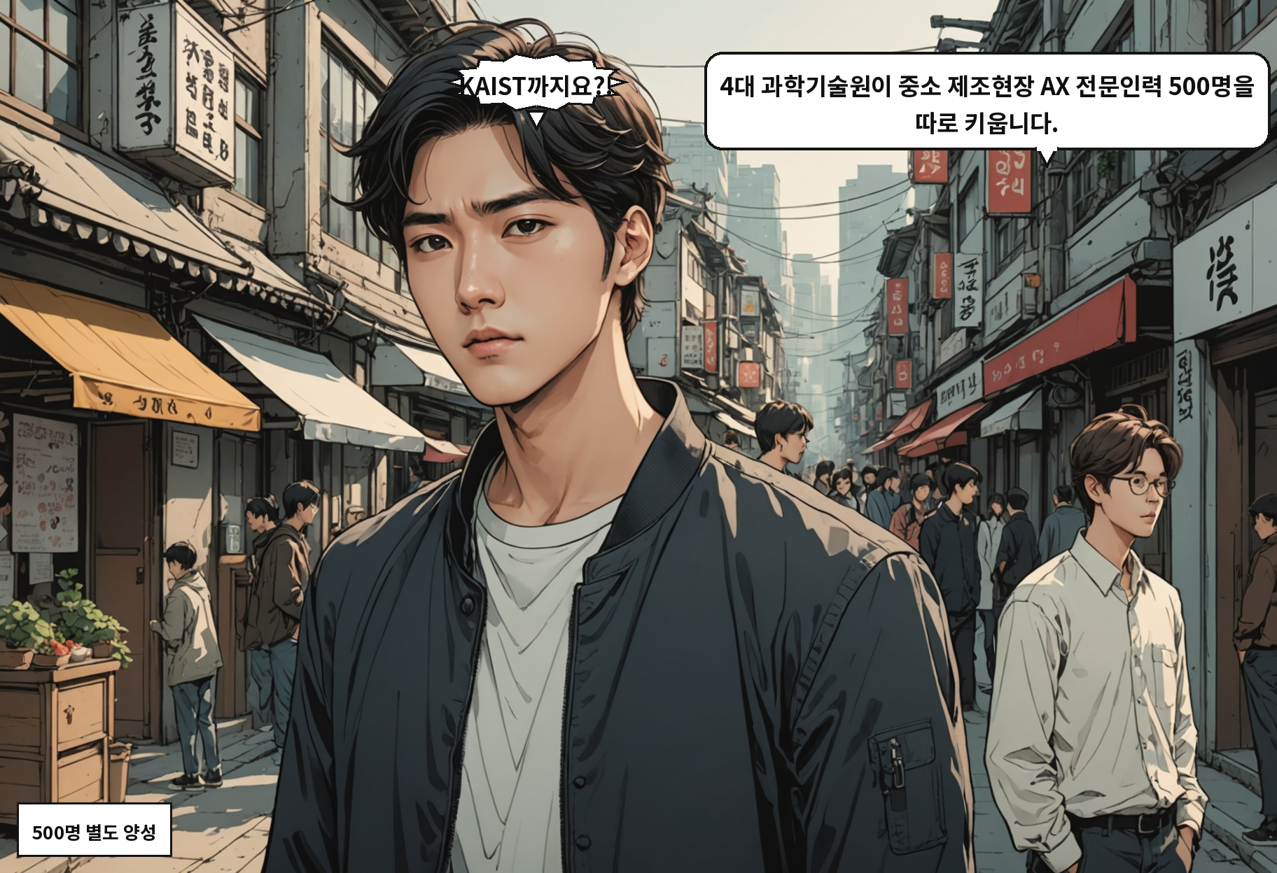 A: KAIST까지요?! B: 4대 과학기술원이 중소 제조현장 AX 전문인력 500명을 따로 키웁니다.