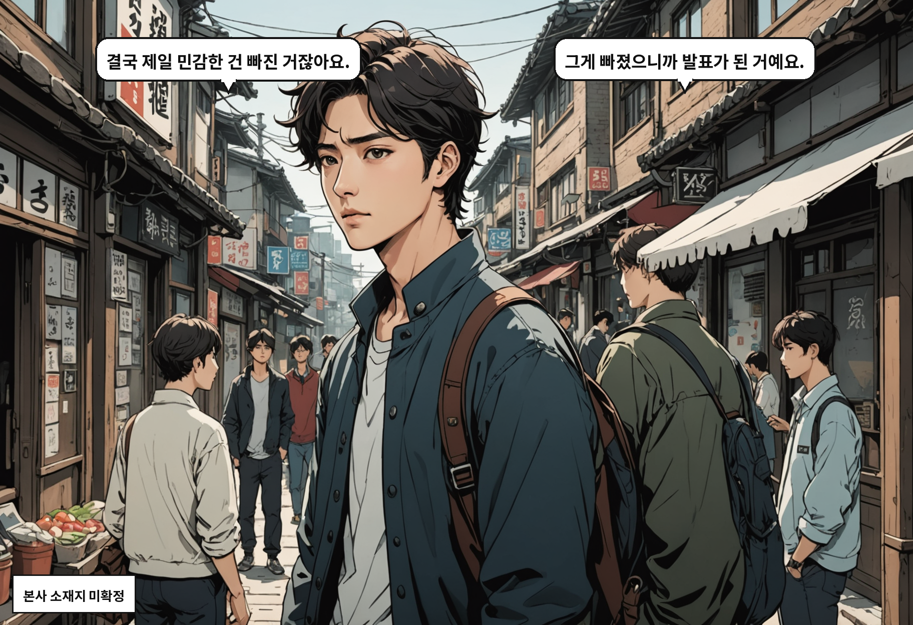 A: 결국 제일 민감한 건 빠진 거잖아요. B: 그게 빠졌으니까 발표가 된 거예요.