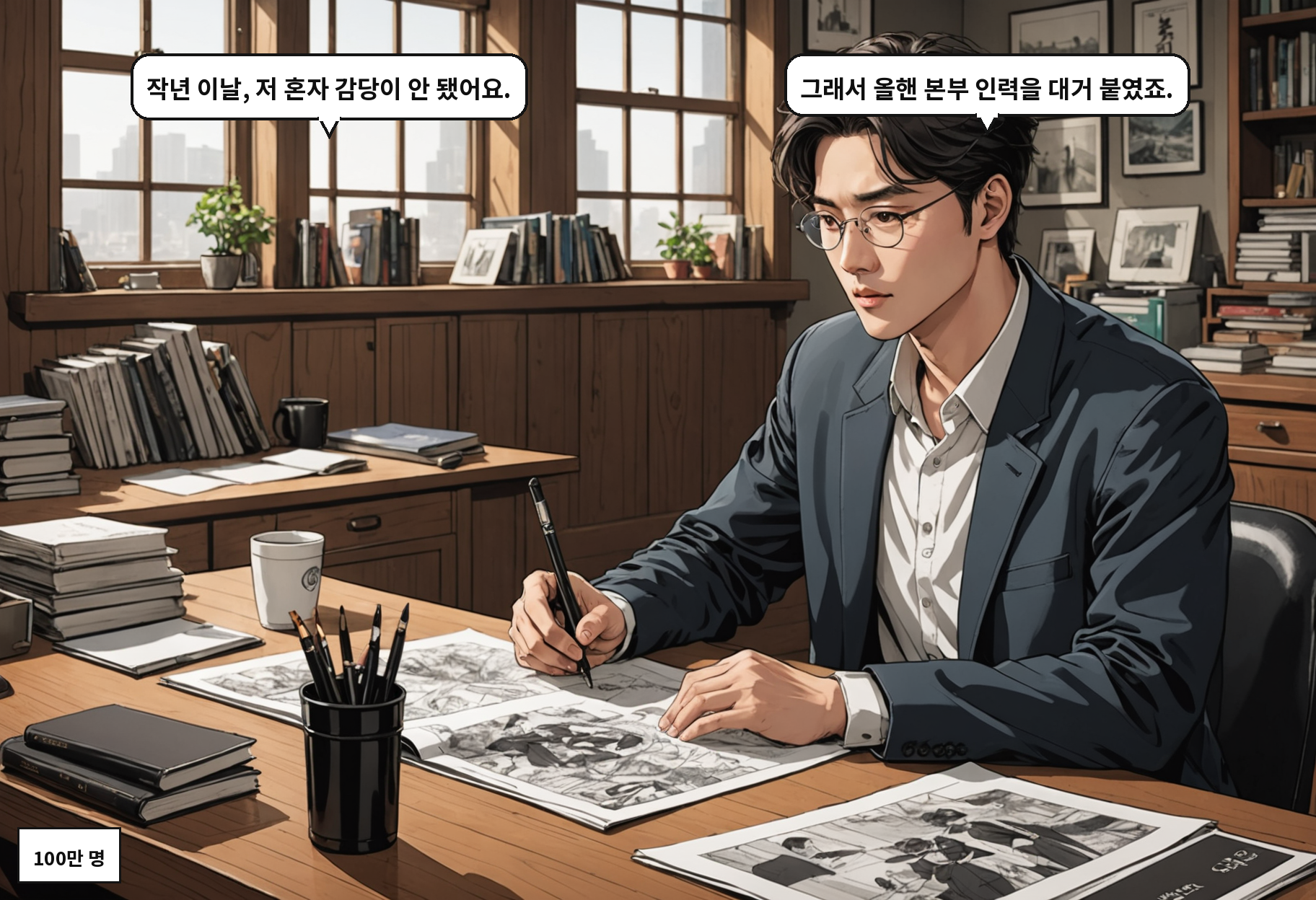B: 작년 이날, 저 혼자 감당이 안 됐어요. A: 그래서 올핸 본부 인력을 대거 붙였죠.