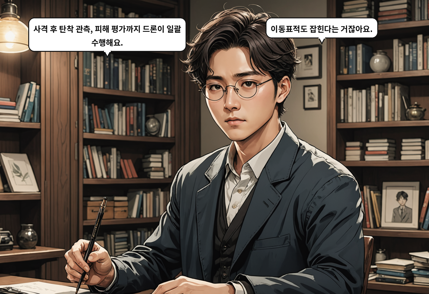 B: 사격 후 탄착 관측, 피해 평가까지 드론이 일괄 수행해요. A: 이동표적도 잡힌다는 거잖아요.