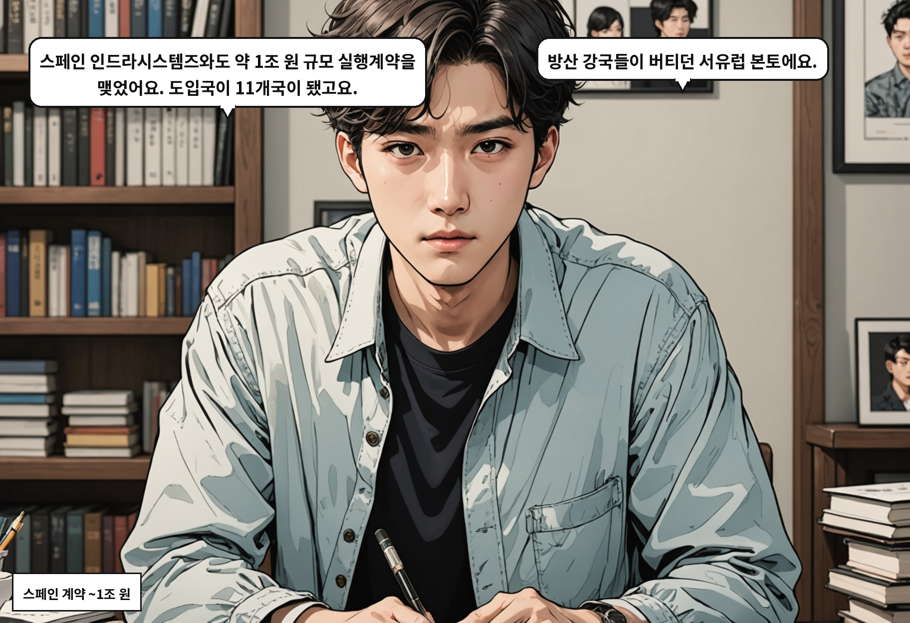 B: 스페인 인드라시스템즈와도 약 1조 원 규모 실행계약을 맺었어요. 도입국이 11개국이 됐고요. A: 방산 강국들이 버티던 서유럽 본토에요.