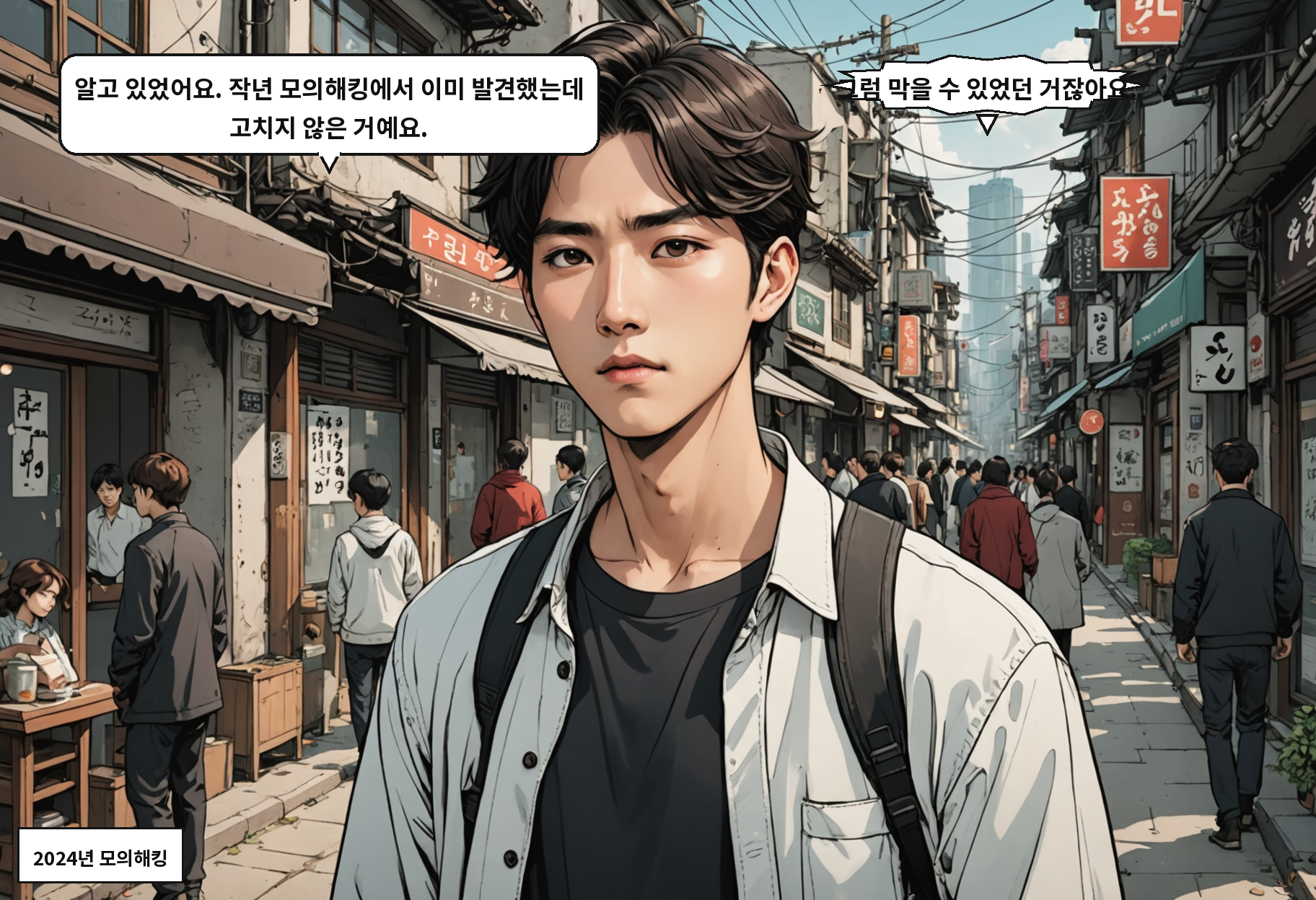 B: 알고 있었어요. 작년 모의해킹 때 이미 나왔던 문제예요. A: 그럼 1년 넘게 방치한 거잖아요.