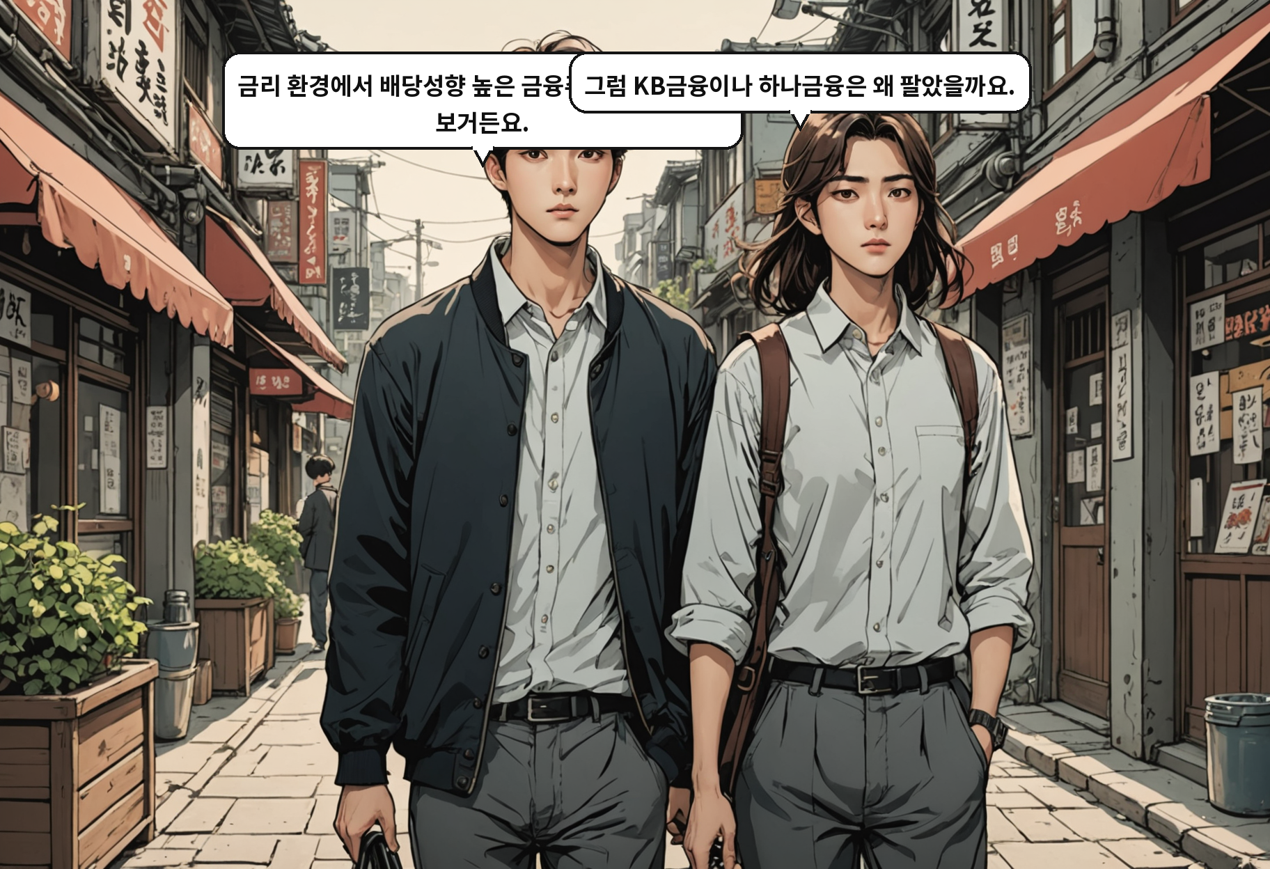 A: 금리 환경에서 배당성향 높은 금융주를 고른 거라고 보거든요. B: 그럼 KB금융이나 하나금융은 왜 팔았을까요.