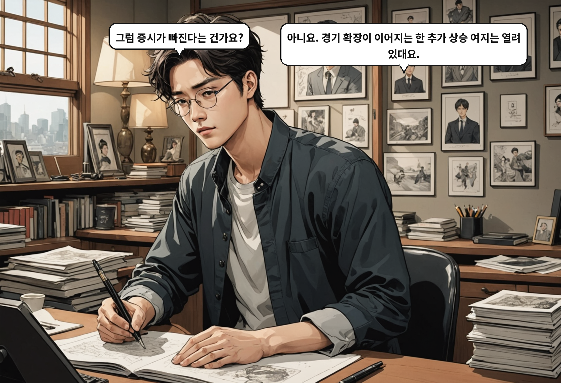 B: 그럼 증시가 빠진다는 건가요? A: 아니요. 경기 확장이 이어지는 한 추가 상승 여지는 열려 있대요.