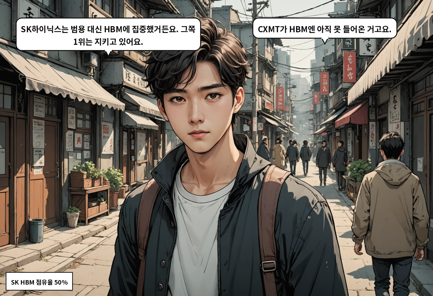A: SK하이닉스는 범용 대신 HBM에 집중했거든요. 그쪽 1위는 지키고 있어요. B: CXMT가 HBM엔 아직 못 들어온 거고요.