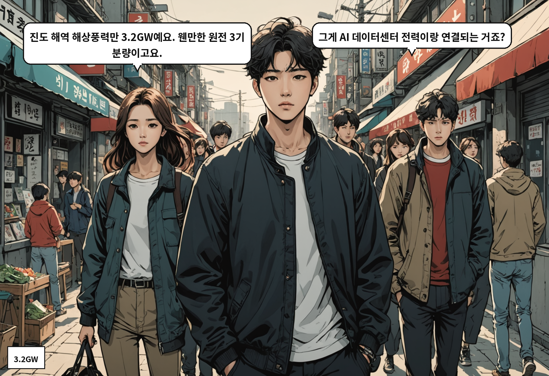 B: 진도 해역 해상풍력만 3.2GW예요. 웬만한 원전 3기 분량이고요. A: 그게 AI 데이터센터 전력이랑 연결되는 거죠?