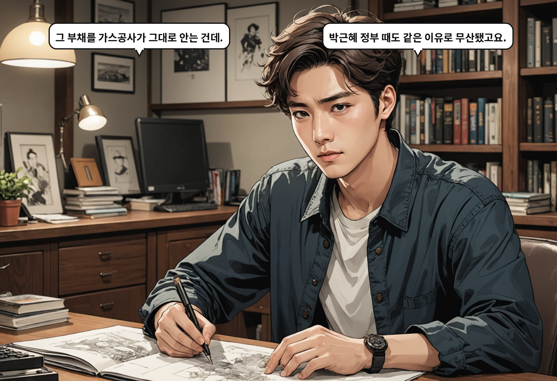 B: 그 부채를 가스공사가 그대로 안는 건데. A: 박근혜 정부 때도 같은 이유로 무산됐고요.