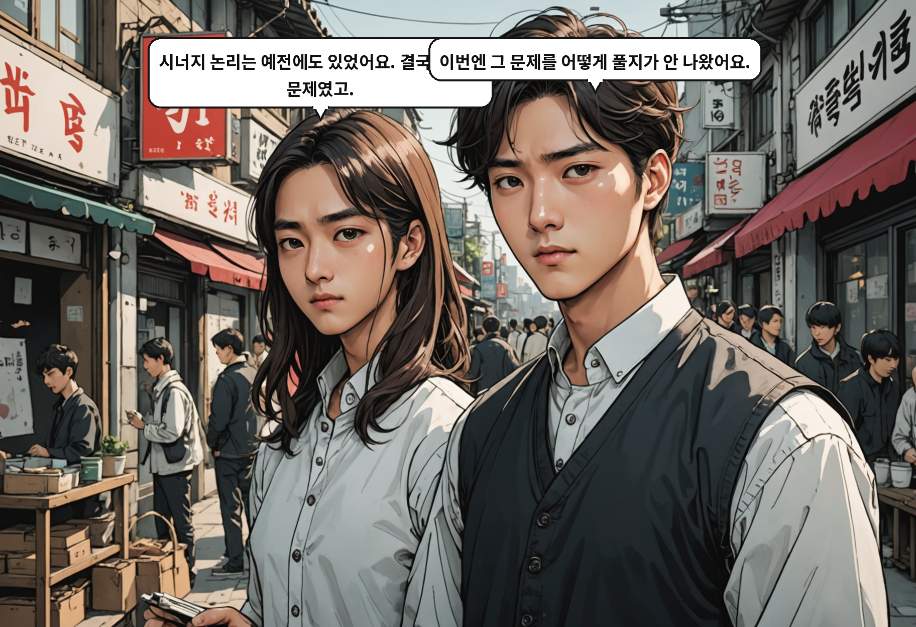 A: 시너지 논리는 예전에도 있었어요. 결국 재무가 문제였고. B: 이번엔 그 문제를 어떻게 풀지가 안 나왔어요.