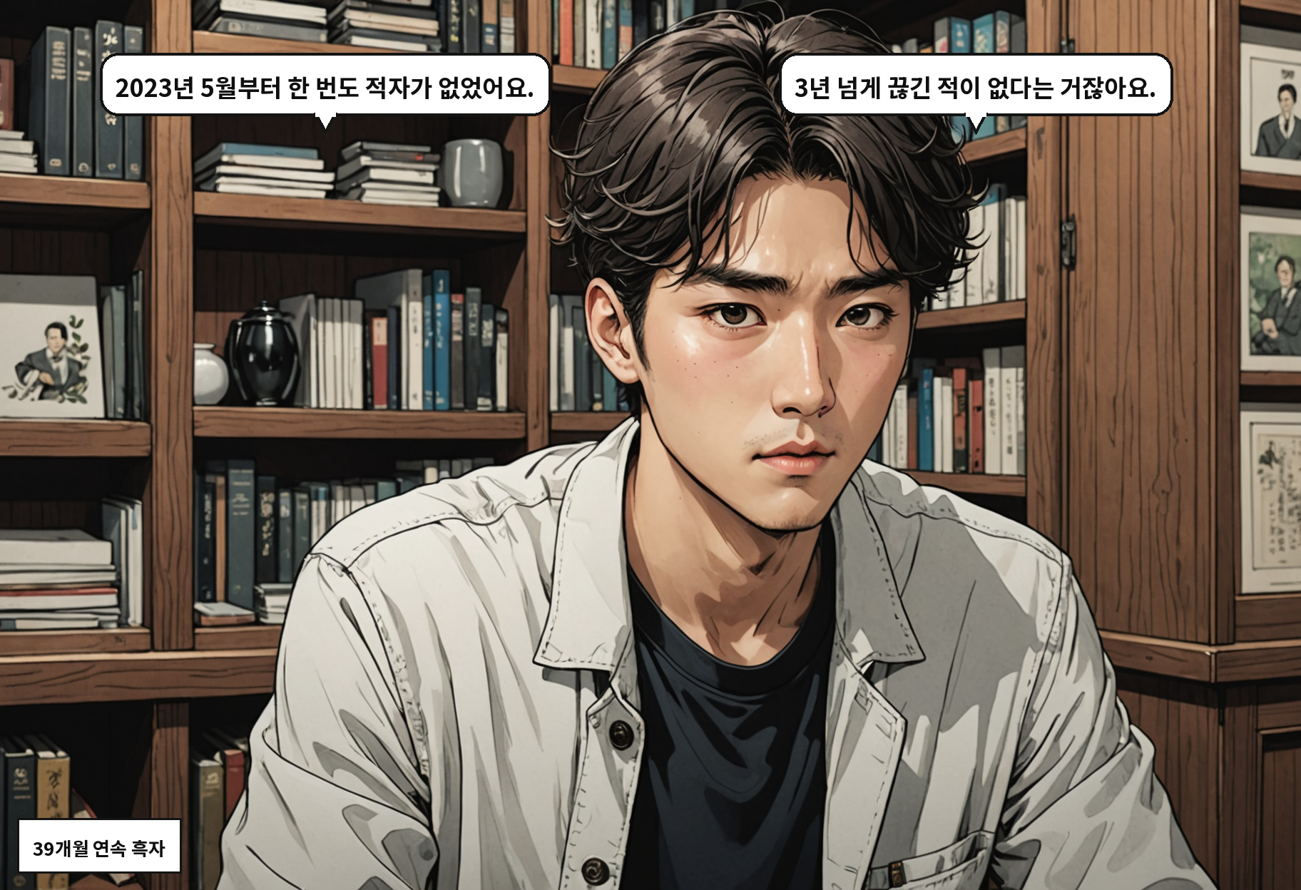 B: 2023년 5월부터 한 번도 적자가 없었어요. A: 3년 넘게 끊긴 적이 없다는 거잖아요.