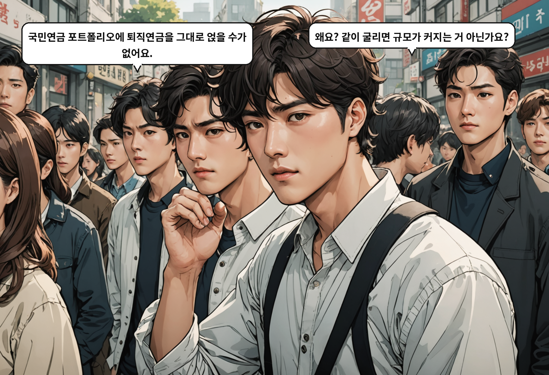 B: 국민연금 포트폴리오에 퇴직연금을 그대로 얹을 수가 없어요. A: 왜요? 같이 굴리면 규모가 커지는 거 아닌가요?
