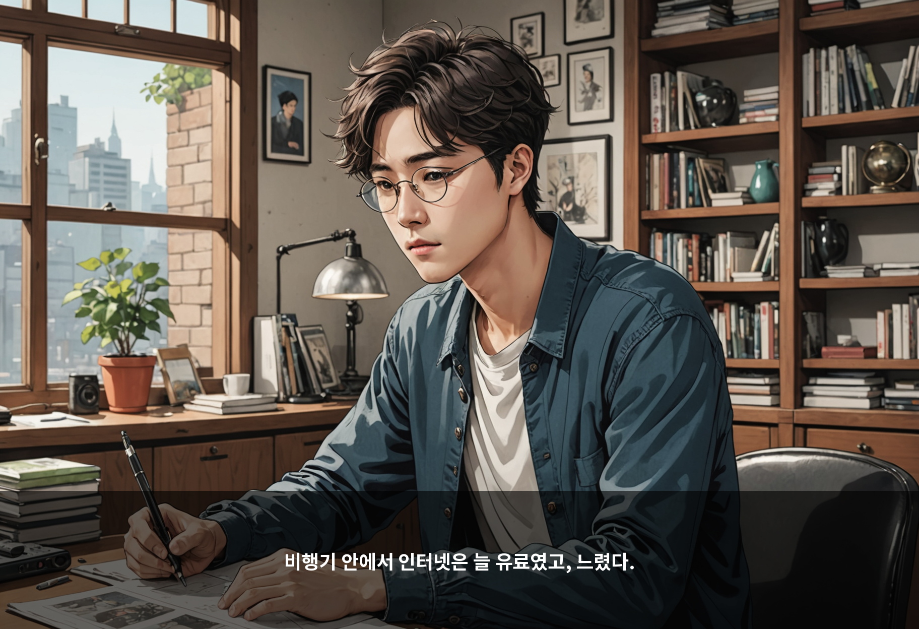 비행기 안에서 인터넷은 늘 유료였고, 느렸다.