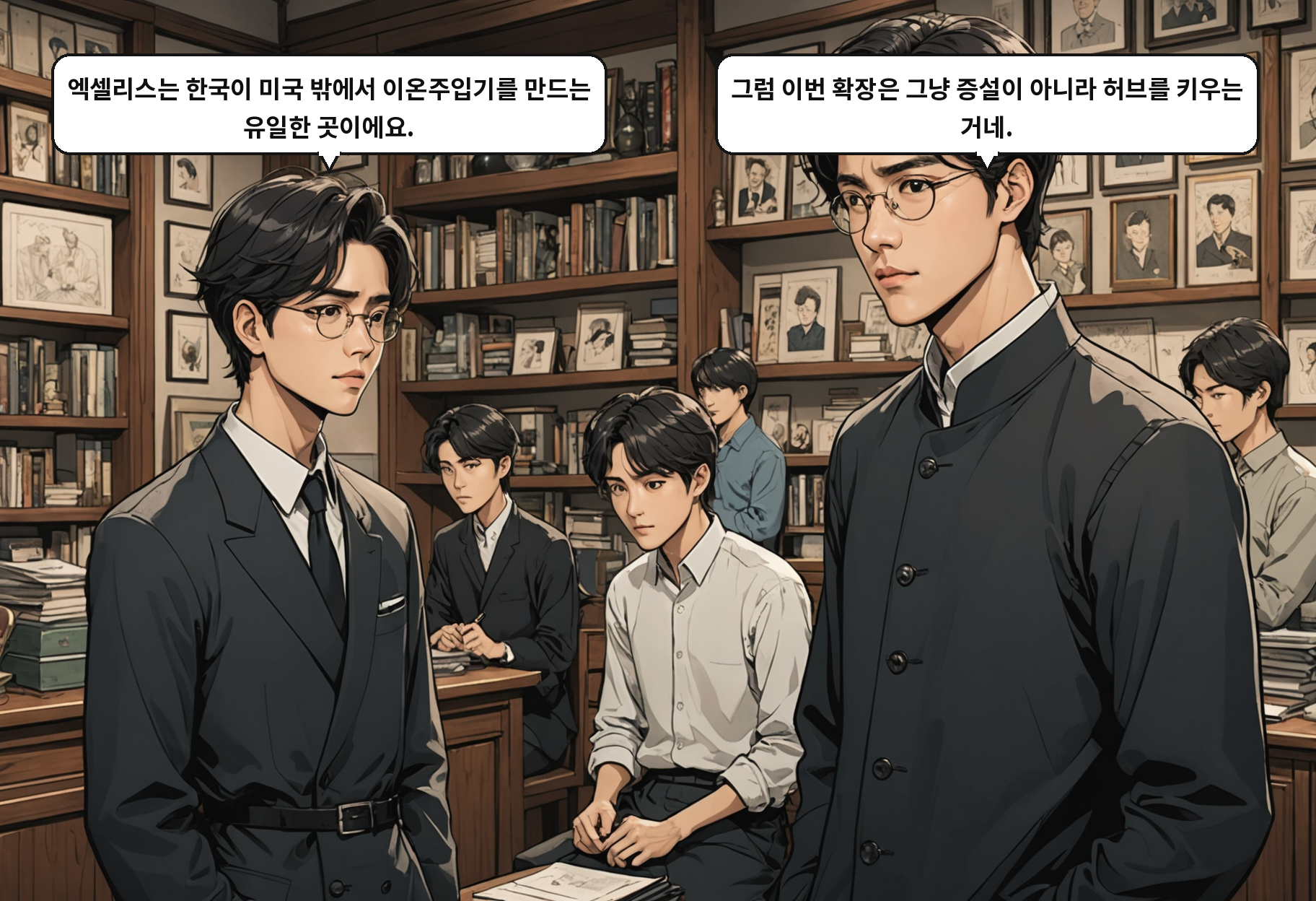 A: 엑셀리스는 한국이 미국 밖에서 이온주입기를 만드는 유일한 곳이에요. B: 그럼 이번 확장은 그냥 증설이 아니라 허브를 키우는 거네.