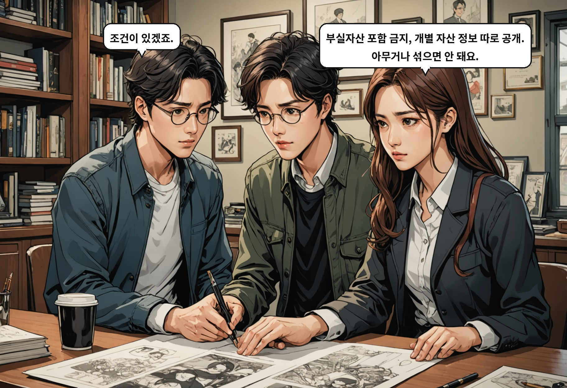 B: 조건이 있겠죠. A: 부실자산 포함 금지, 개별 자산 정보 따로 공개. 아무거나 섞으면 안 돼요.